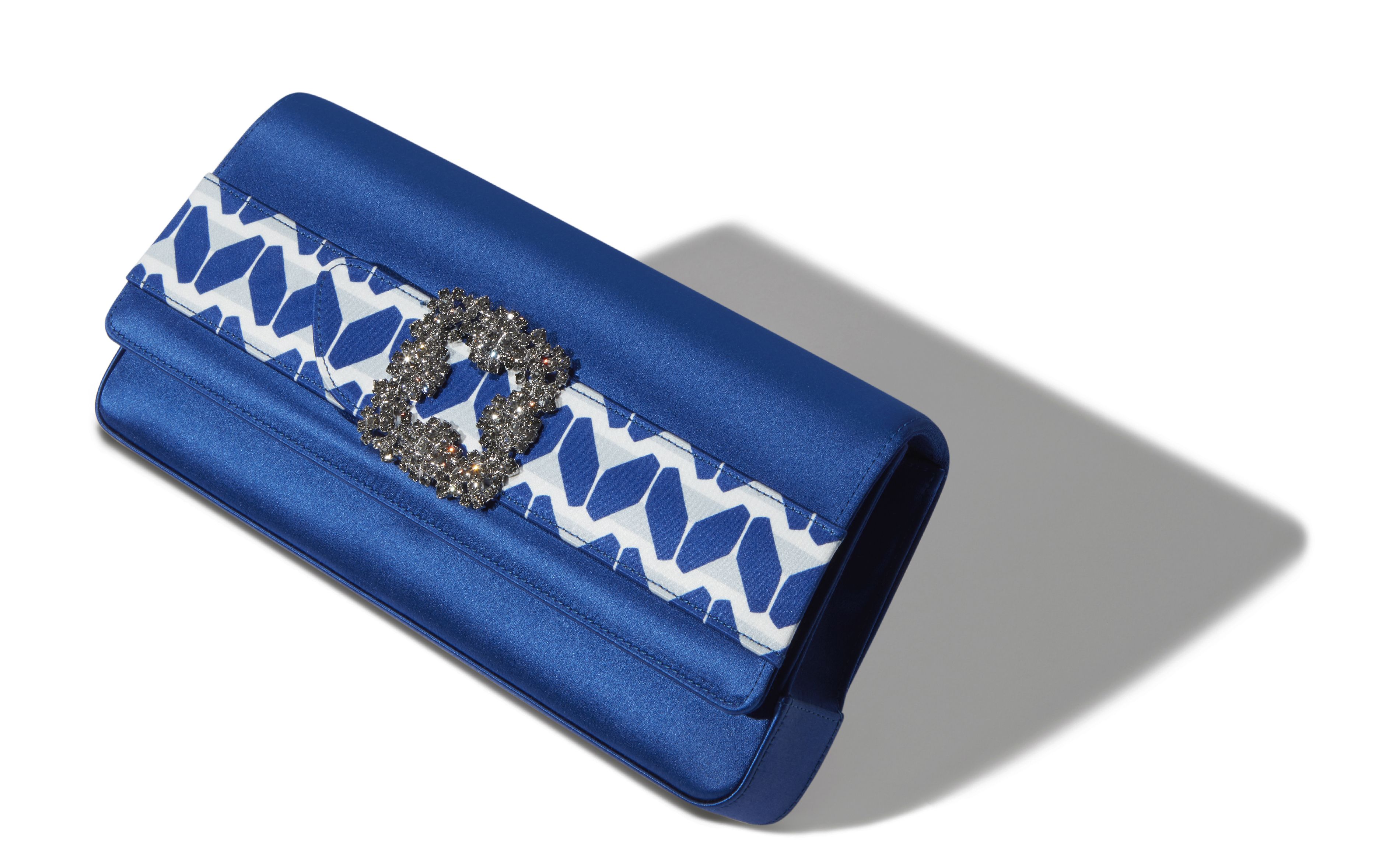 Designer Multicoloured Crepe De Chine Jewel Buckle Clutch - Image small_image