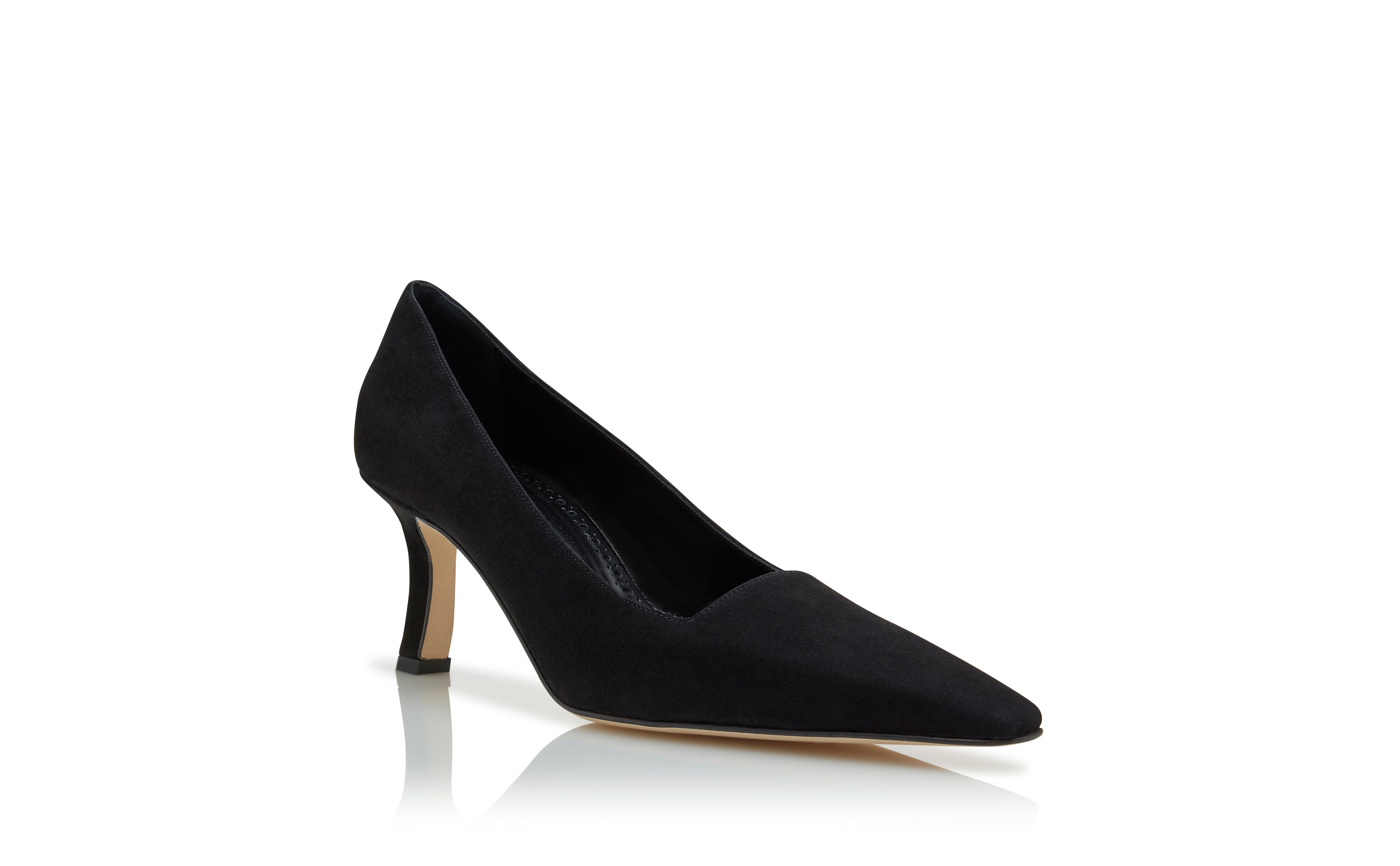 Designer Black Suede Square Cut Pumps - Image Upsell