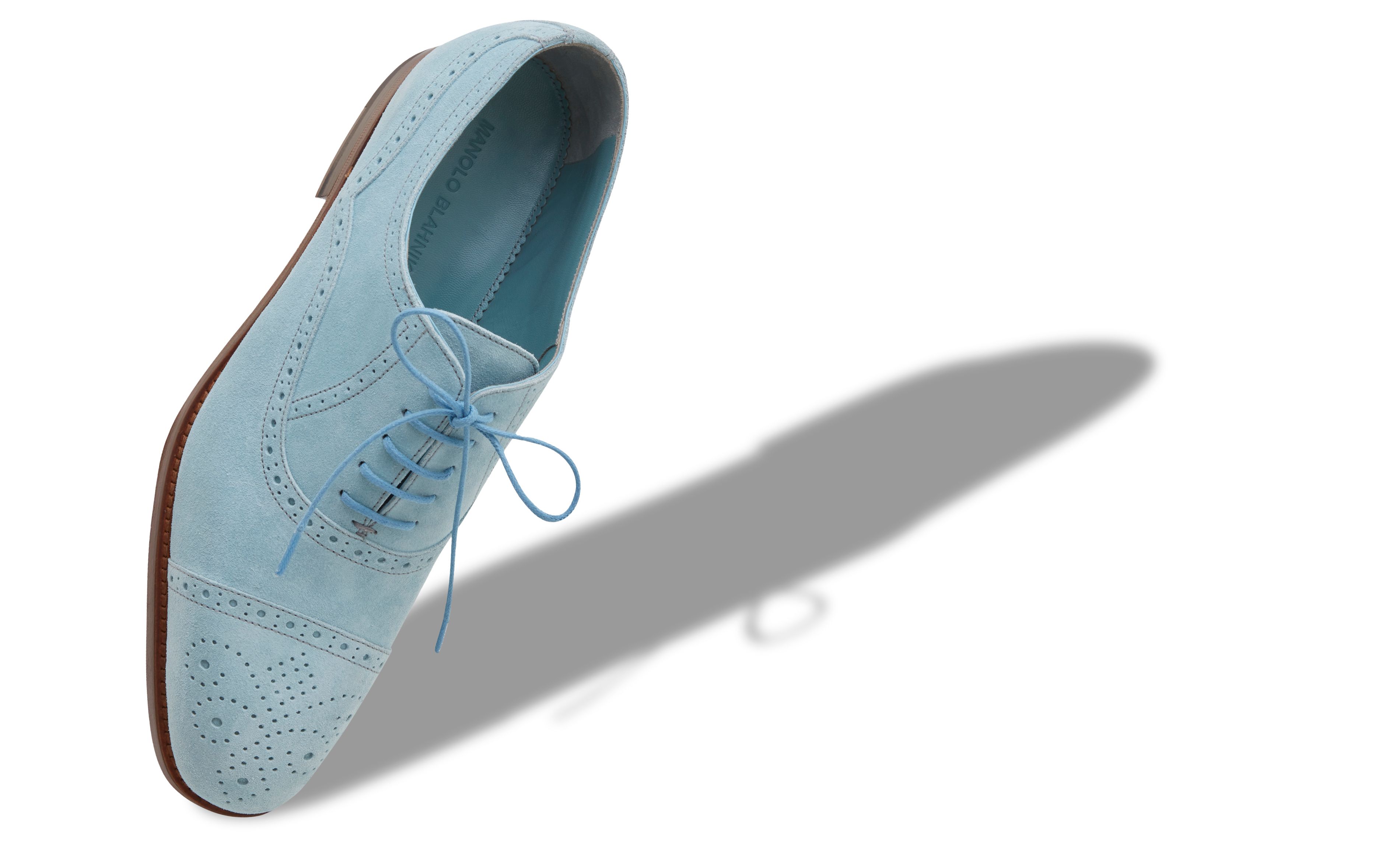 Designer Light Blue Suede Lace Up Oxfords - Image Main