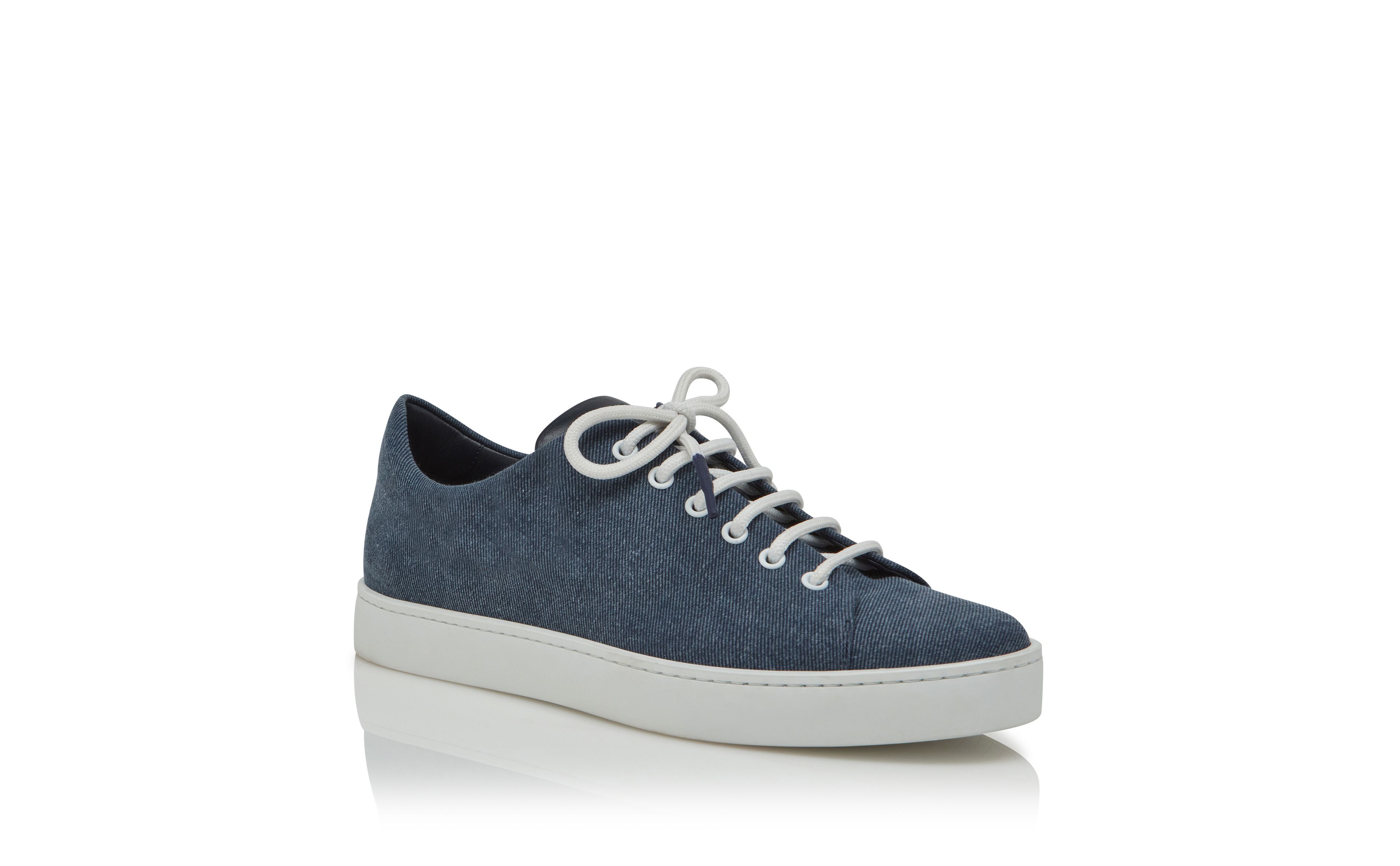 Designer Blue Denim Lace-Up Sneakers  - Image Upsell