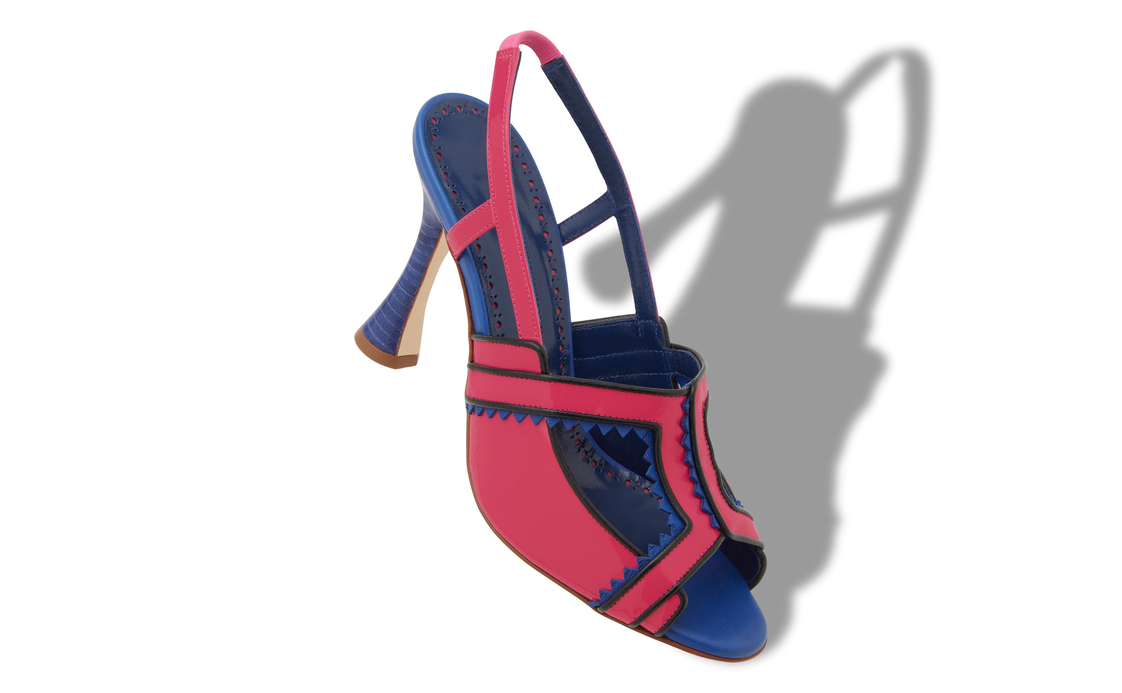 Designer Pink and Blue Patent Leather Slingback Pumps  - Image Main