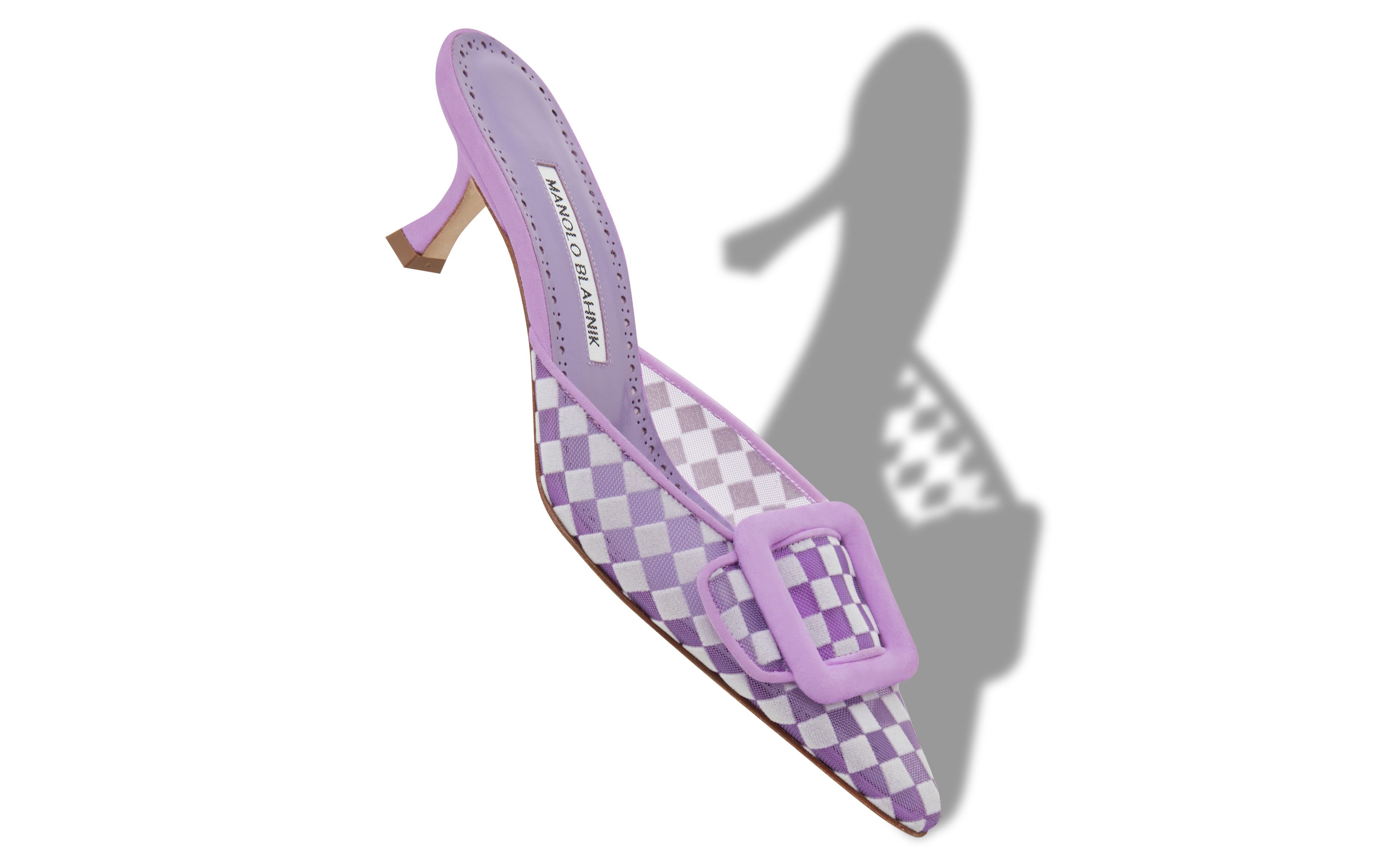 Designer Purple Mesh Checkered Mules  - Image Main