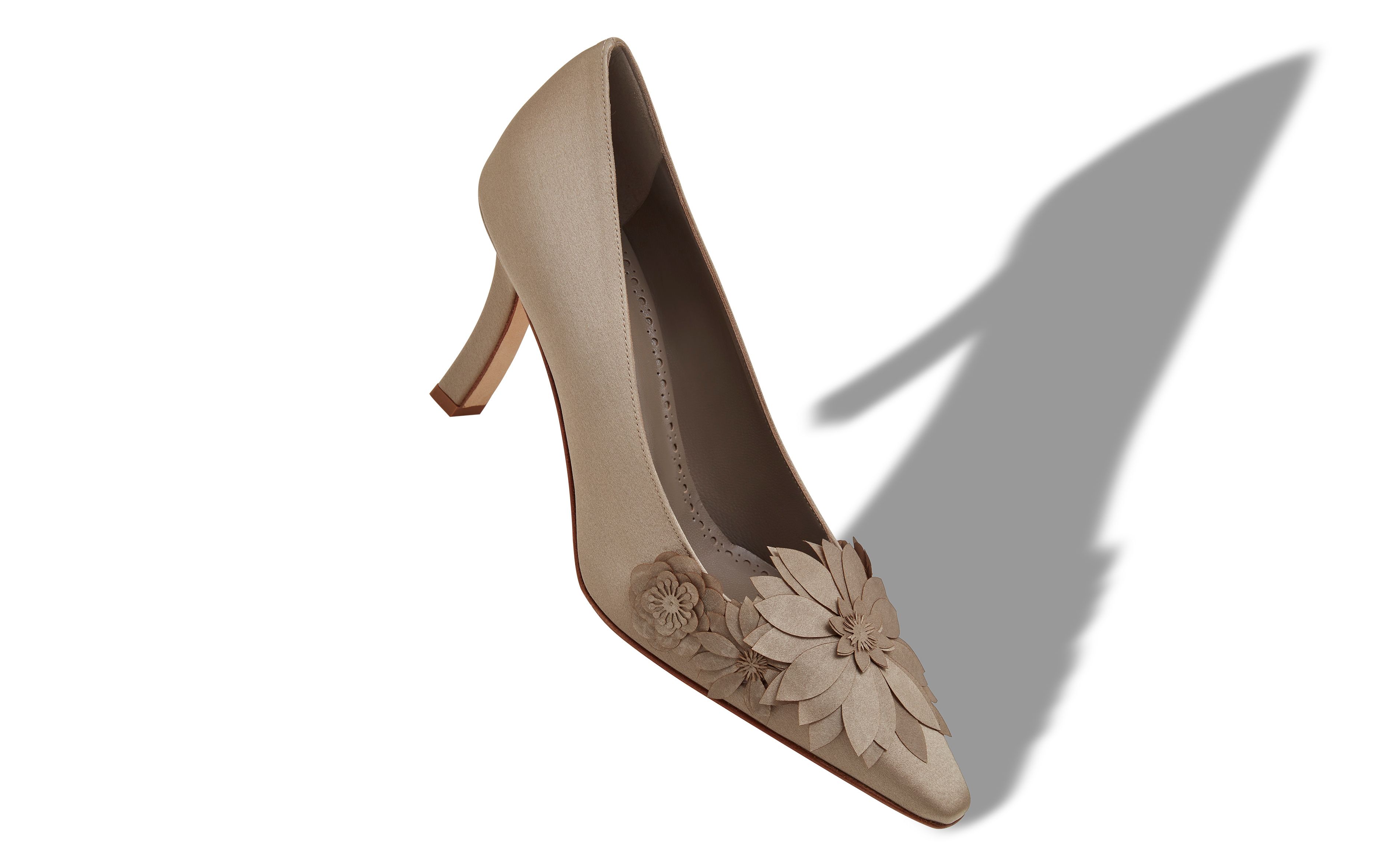 Designer Dark Grey Crepe Satin Pumps  - Image Main View
