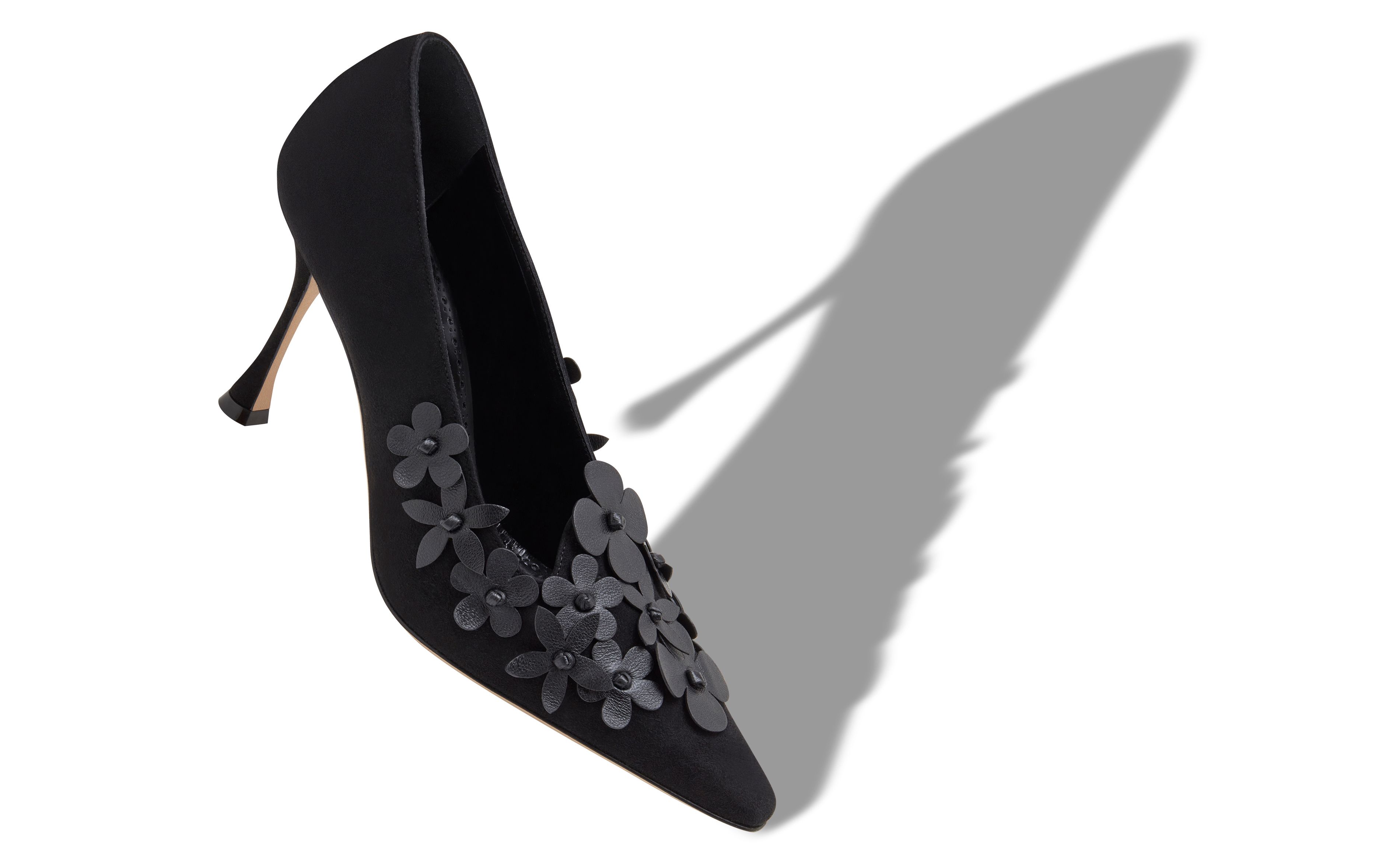 Designer Black Suede Pointed Toe Pumps - Image small_image