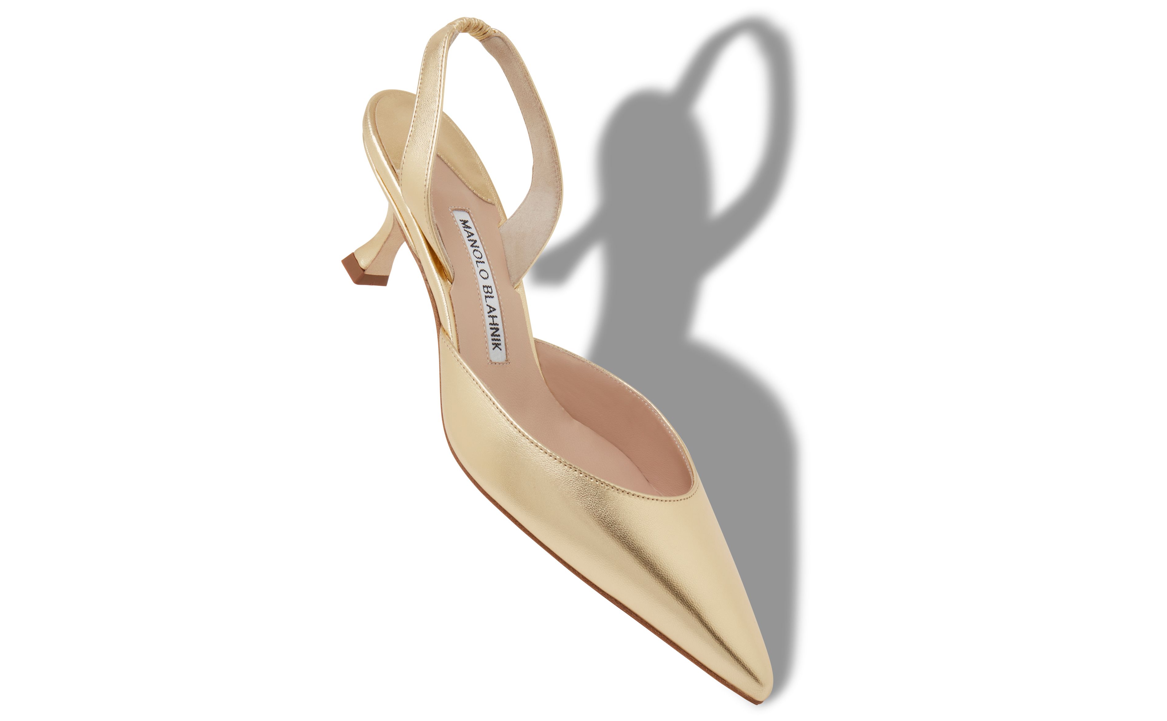 Designer Gold Nappa Leather Slingback Pumps - Image Main