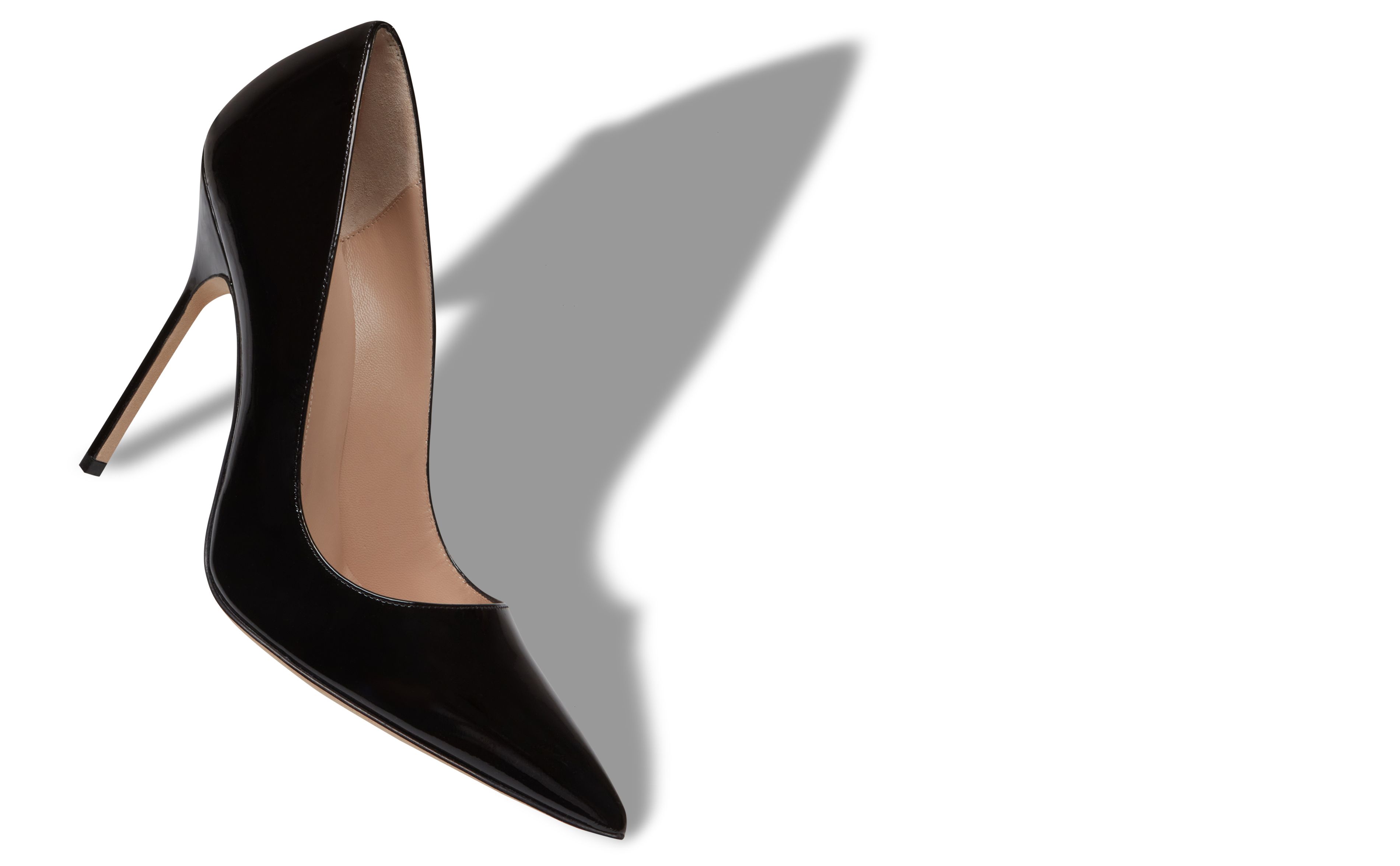 Designer Black Patent Leather Pointed Toe Pumps - Image Main