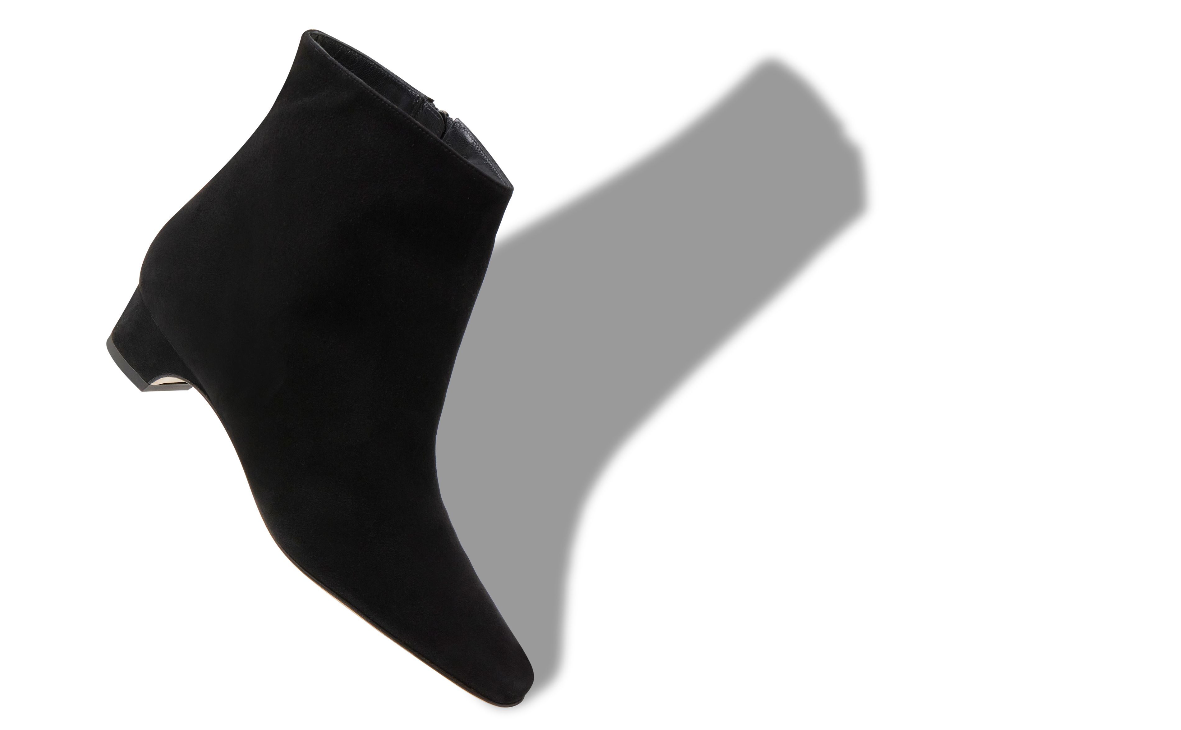 Designer Black Suede Block Heel Ankle Boots - Image small_image