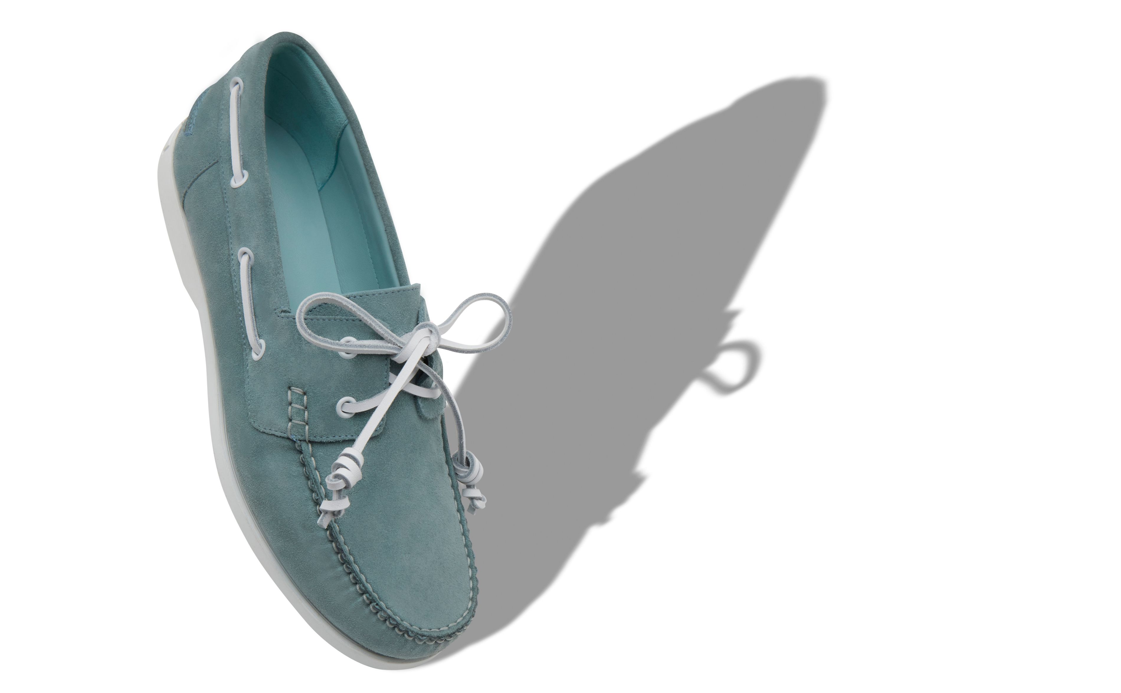 Designer Light Blue Suede Boat Shoes - Image Main