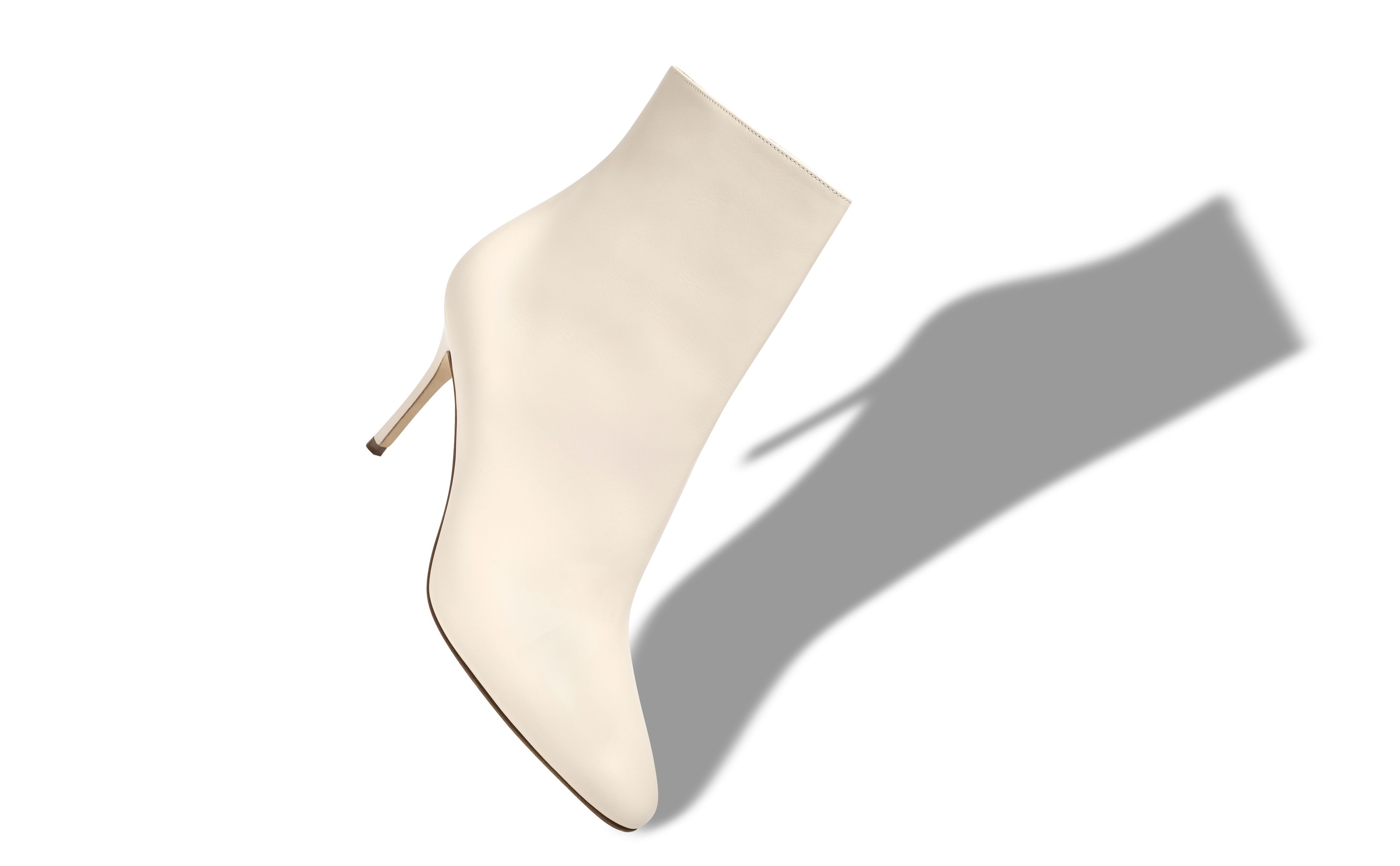 Designer Cream Calf Leather Ankle Boots - Image Main