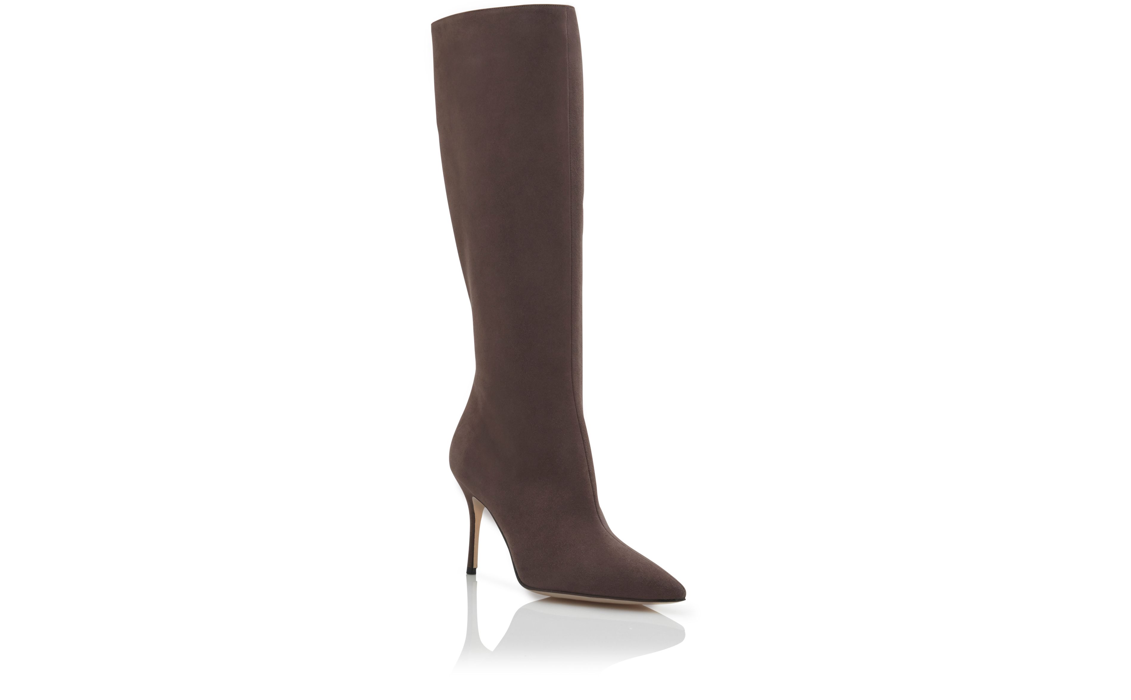 Designer Brown Suede Knee High Boots - Image Upsell
