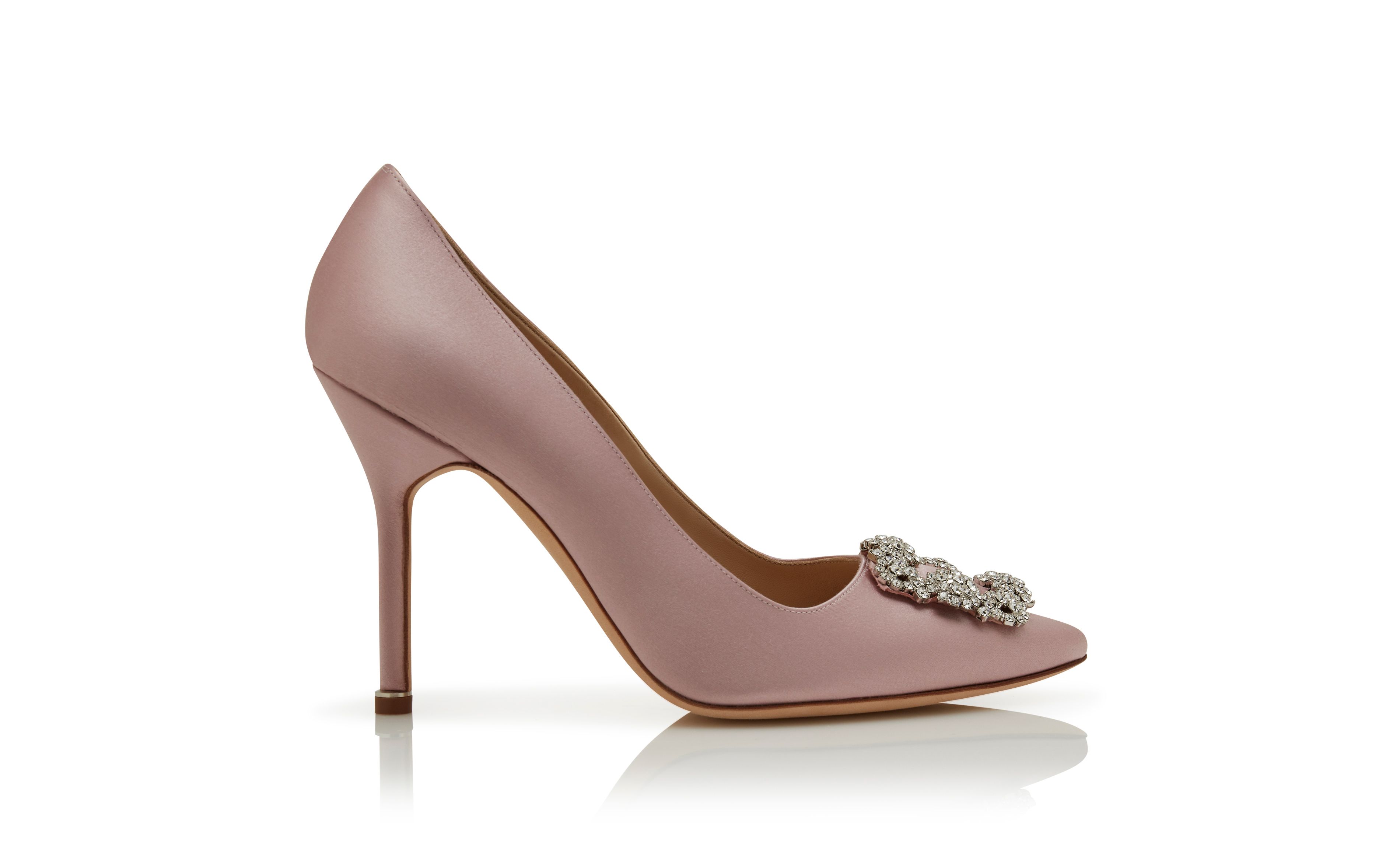 Designer Light Purple Jewel Buckle Pumps - Image Side View