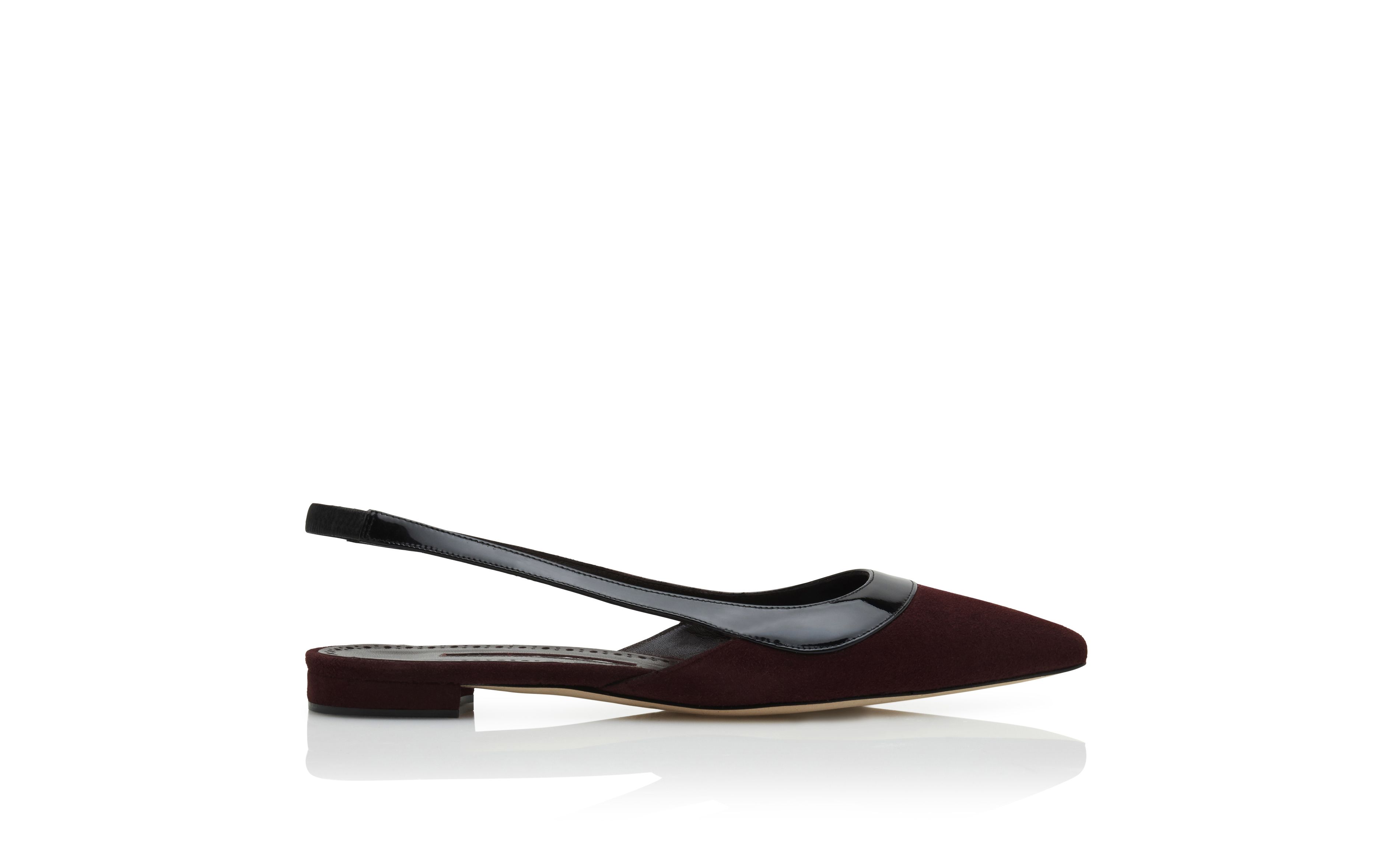 Mug delay Thorough GOLPESLIFLAT | Berry Red Suede and Patent Slingback Flats | Manolo Blahnik