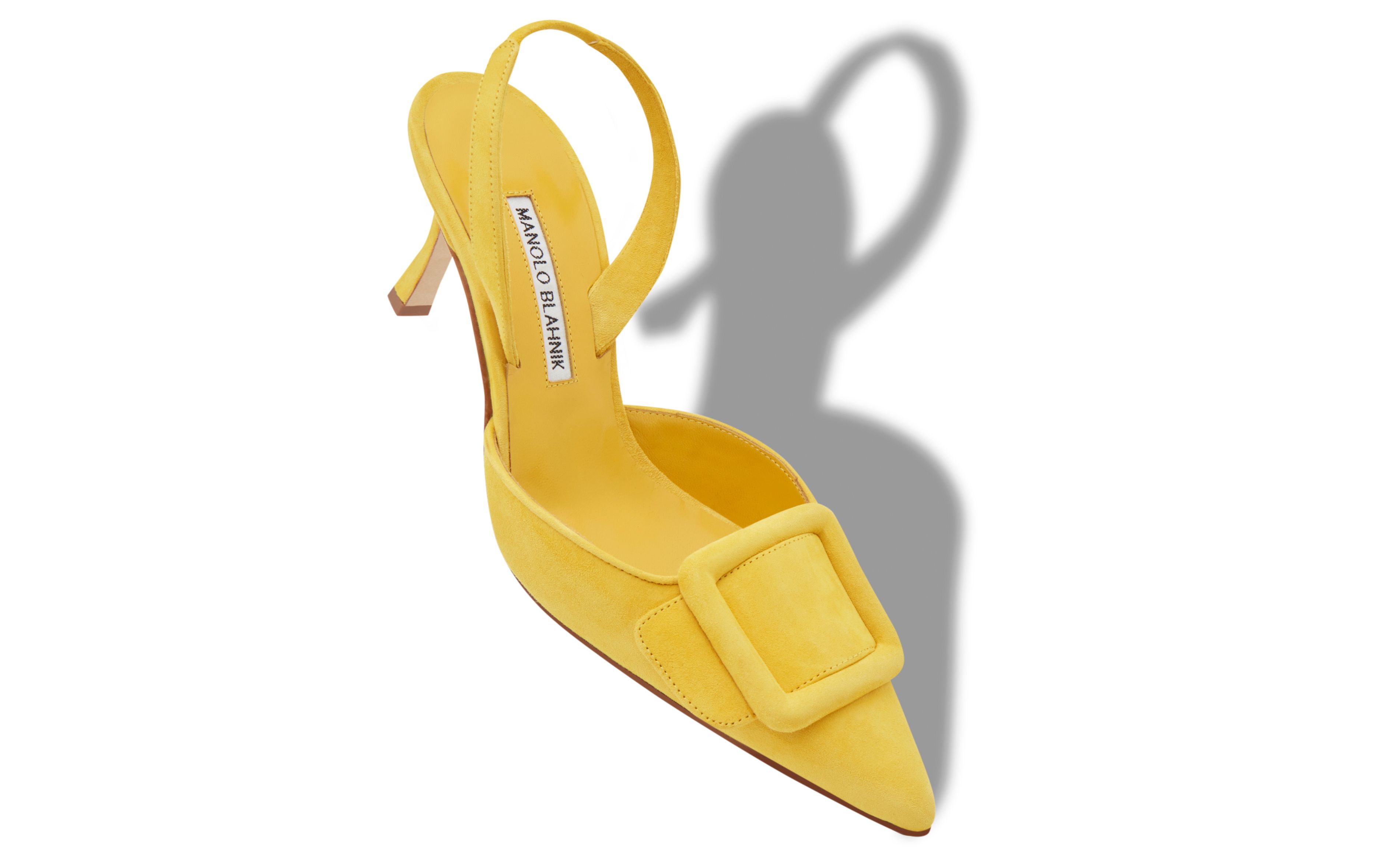 Designer Yellow Suede Slingback Pumps - Image Main