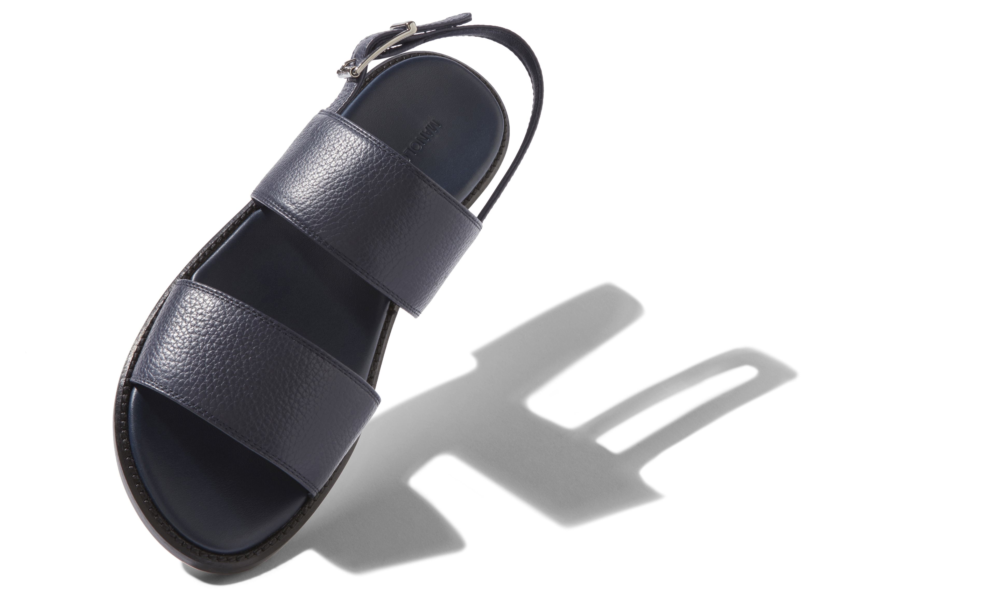 Designer Navy Blue Calf Leather Sandals - Image Main