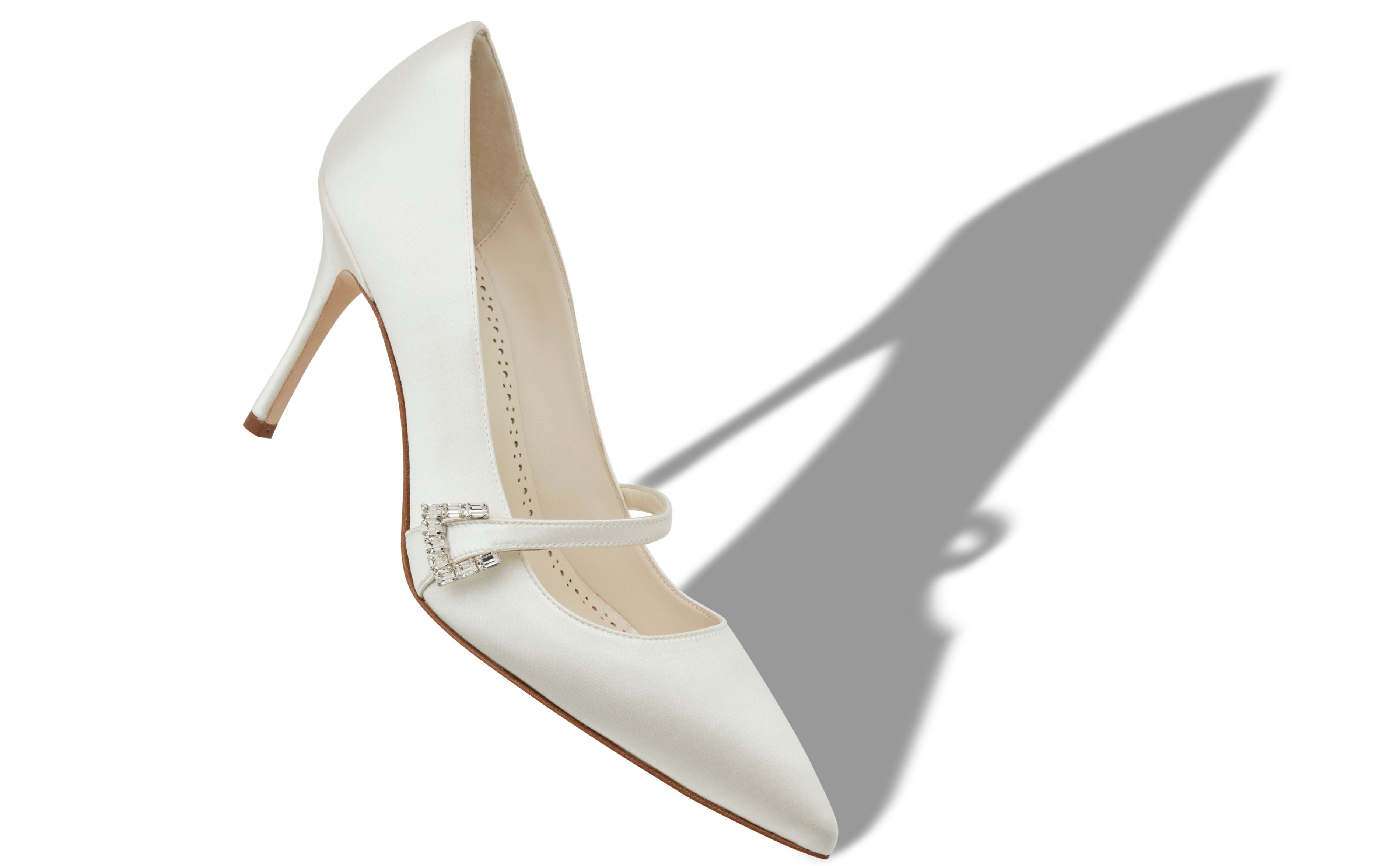 RAMIMA White Satin Mary Jane Pumps Manolo Blahnik