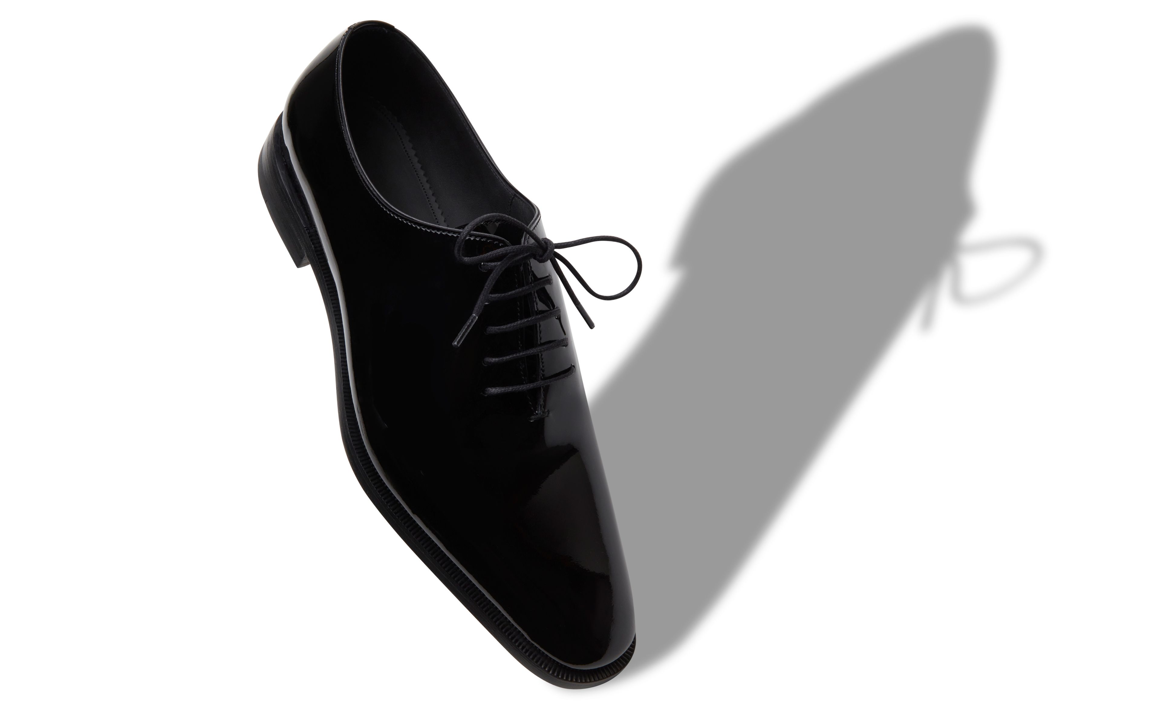 Designer Black Patent Leather Lace-Up Shoes - Image Main