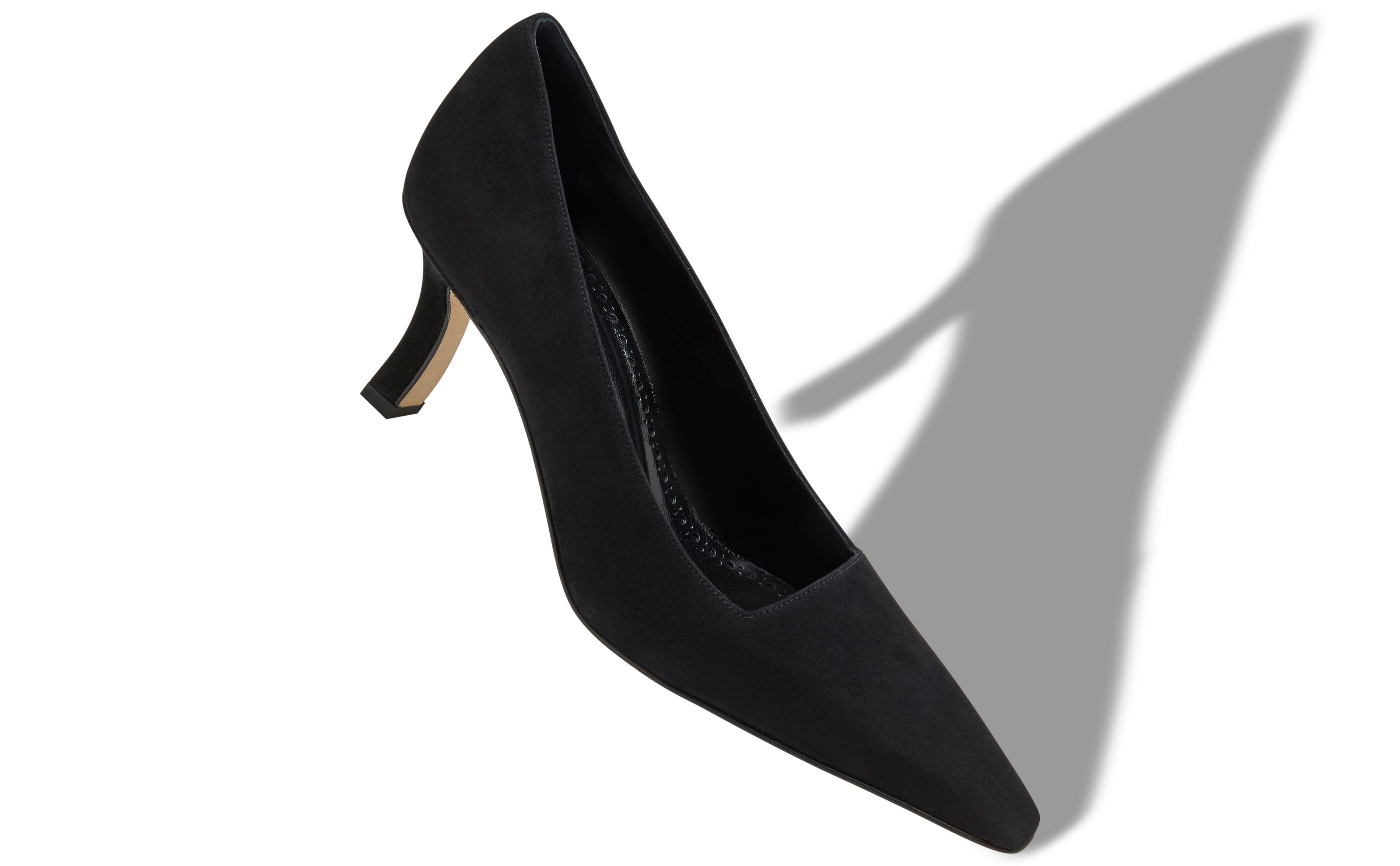 Designer Black Suede Square Cut Pumps - Image small_image
