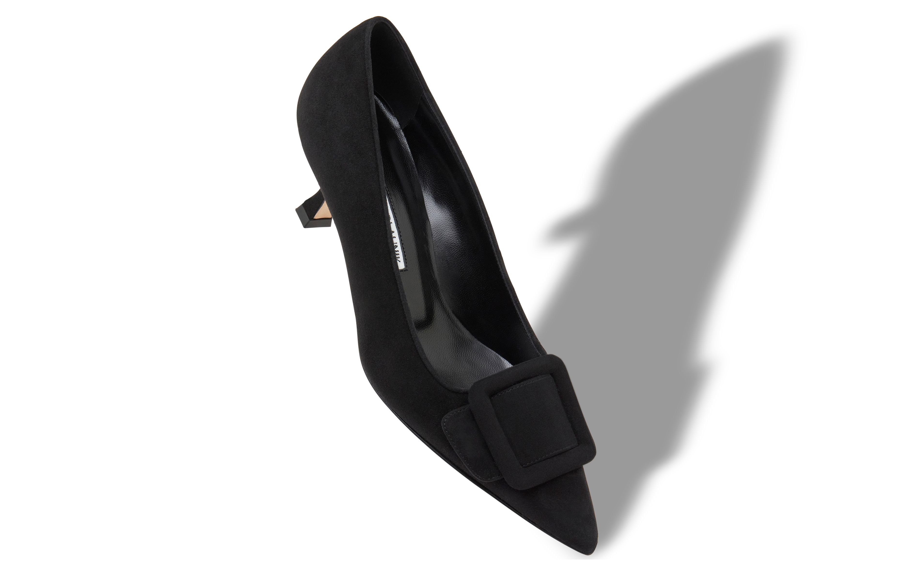 Designer Black Suede Buckle Detail Pumps - Image Main