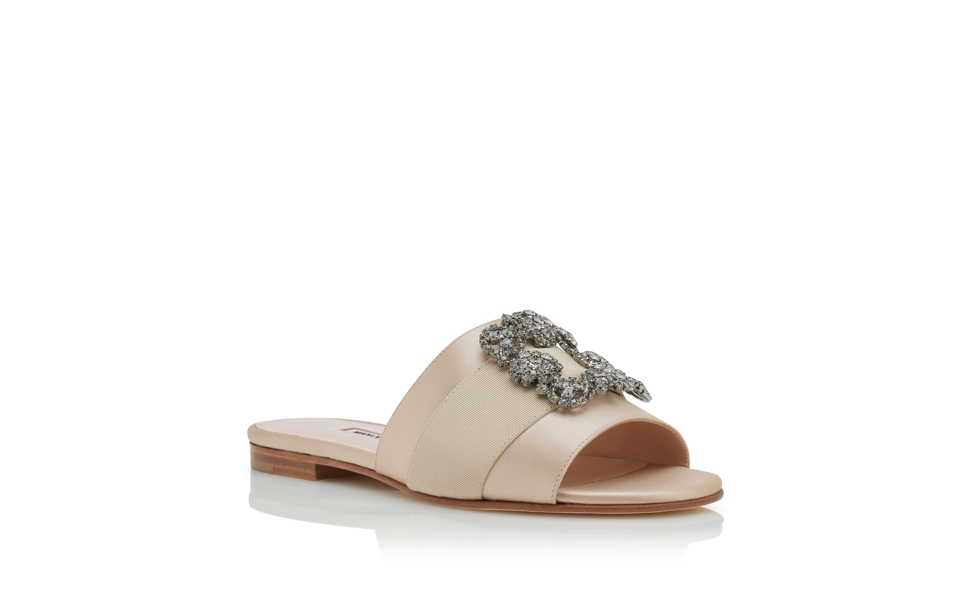 Designer Sand Satin Jewel Buckle Sliders - Image Upsell