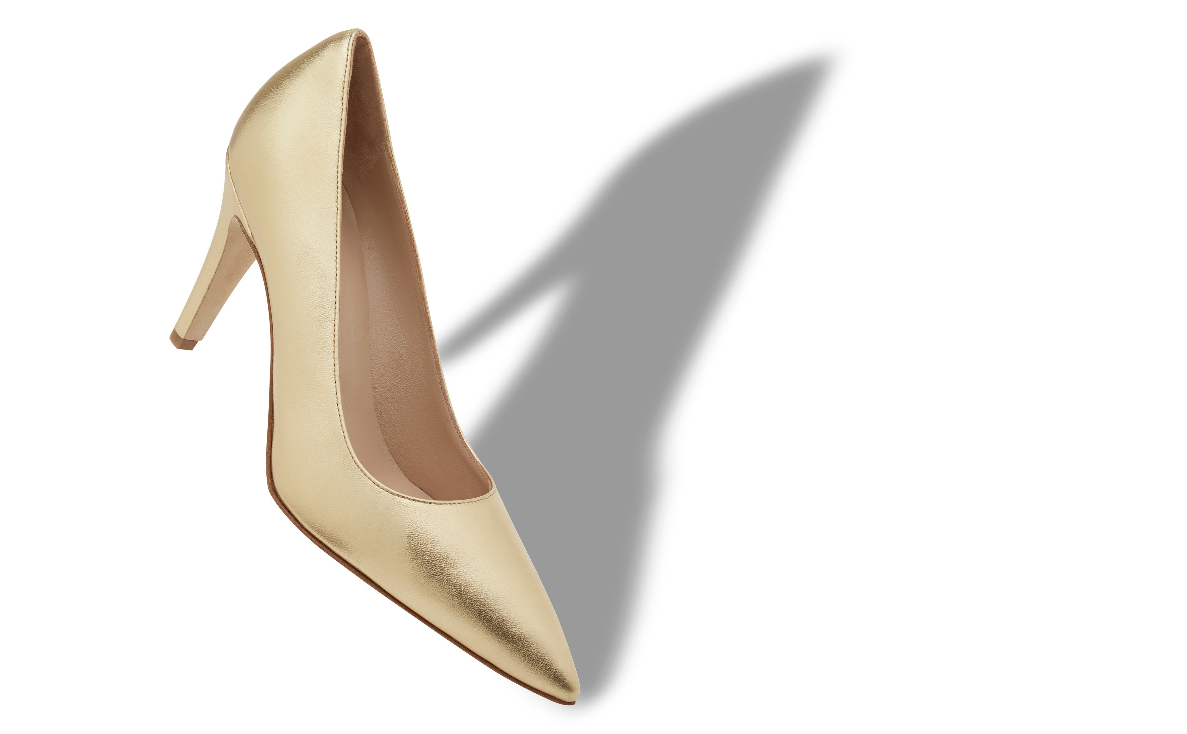 Designer Gold Nappa Leather Pumps  - Image Main