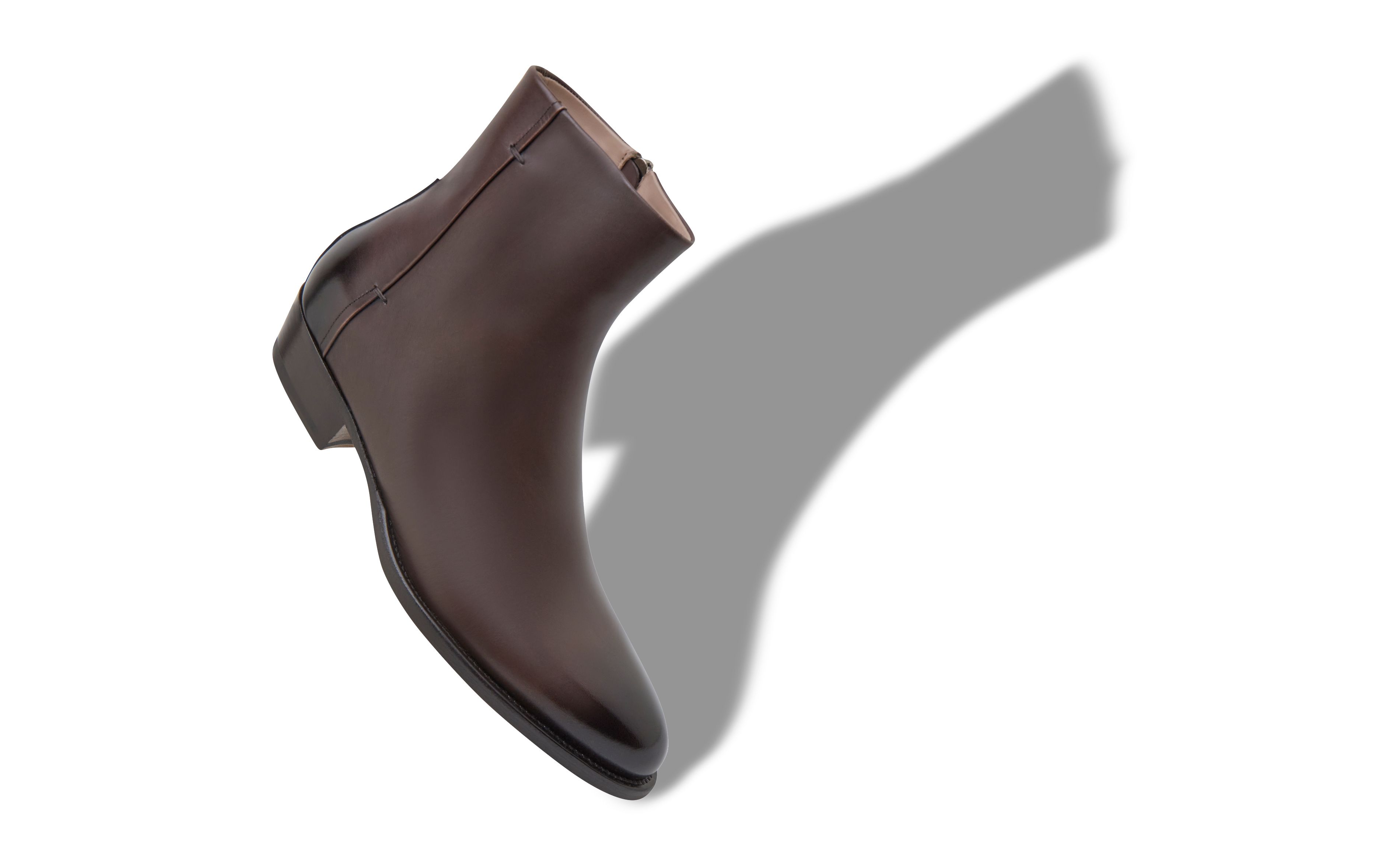 Designer Dark Brown Calf Leather Mid Calf Boots - Image Main