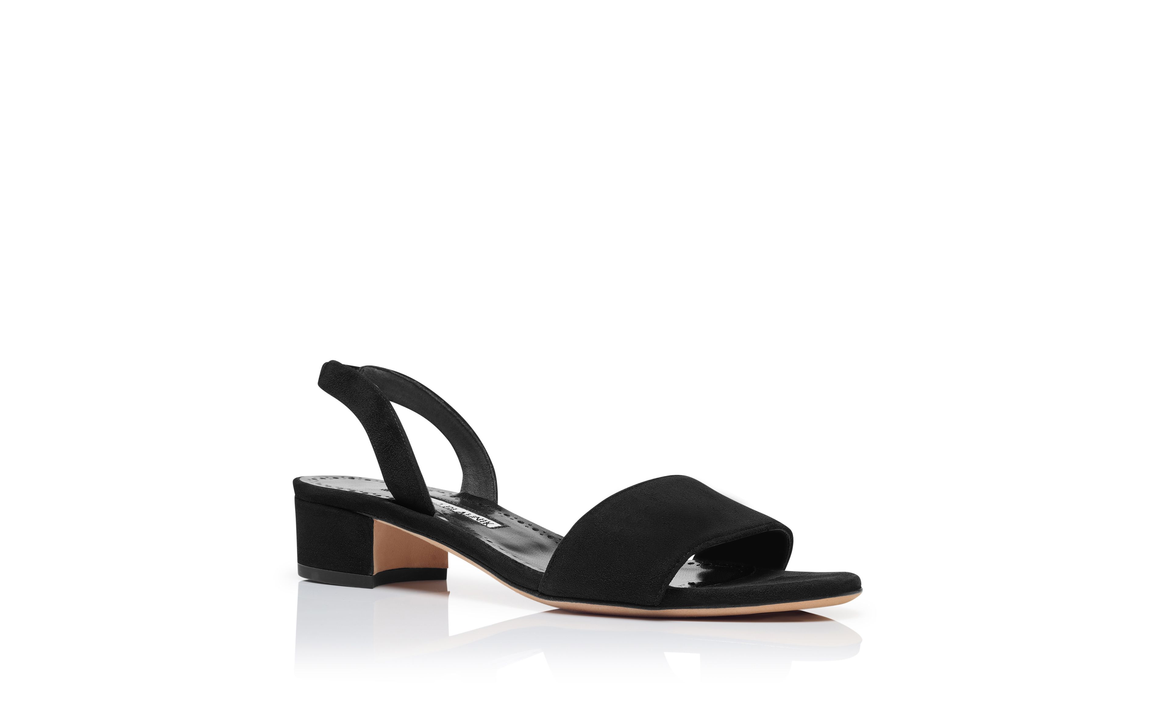 Designer Black Suede Slingback Sandals - Image Upsell View