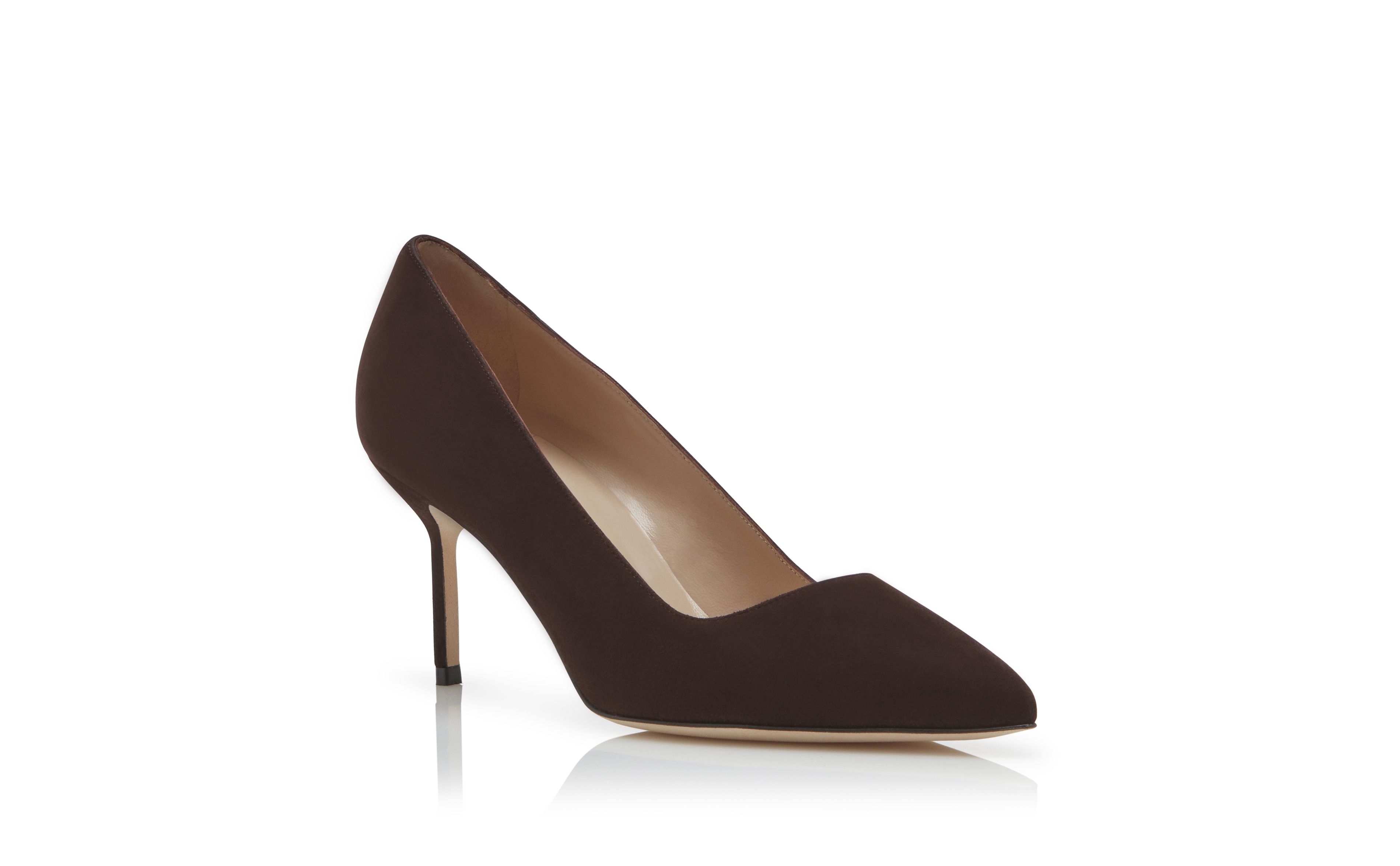 Designer Chocolate Brown Suede Pointed Toe Pumps - Image Upsell