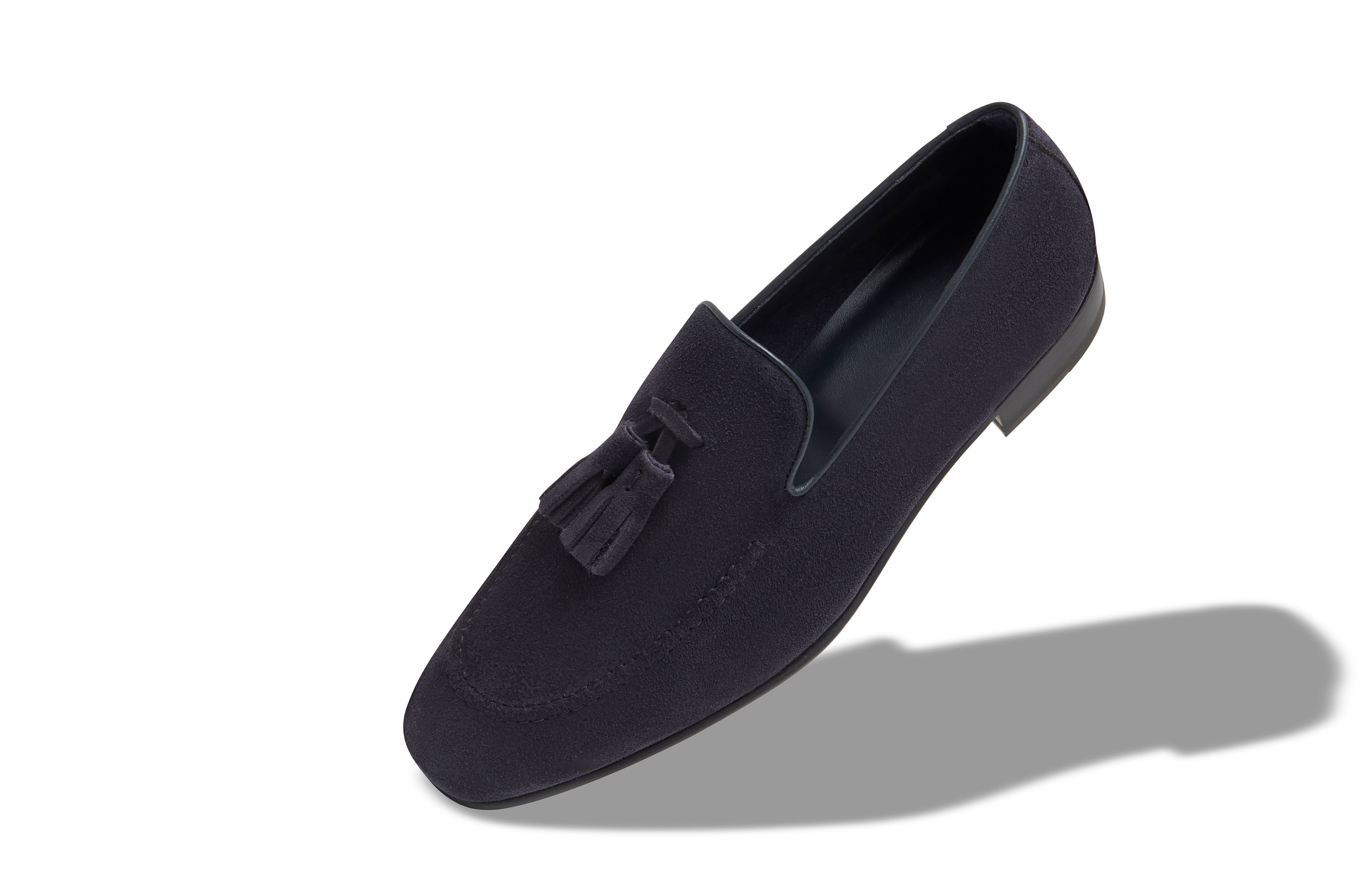 Designer Navy Blue Suede Loafers - Image Main