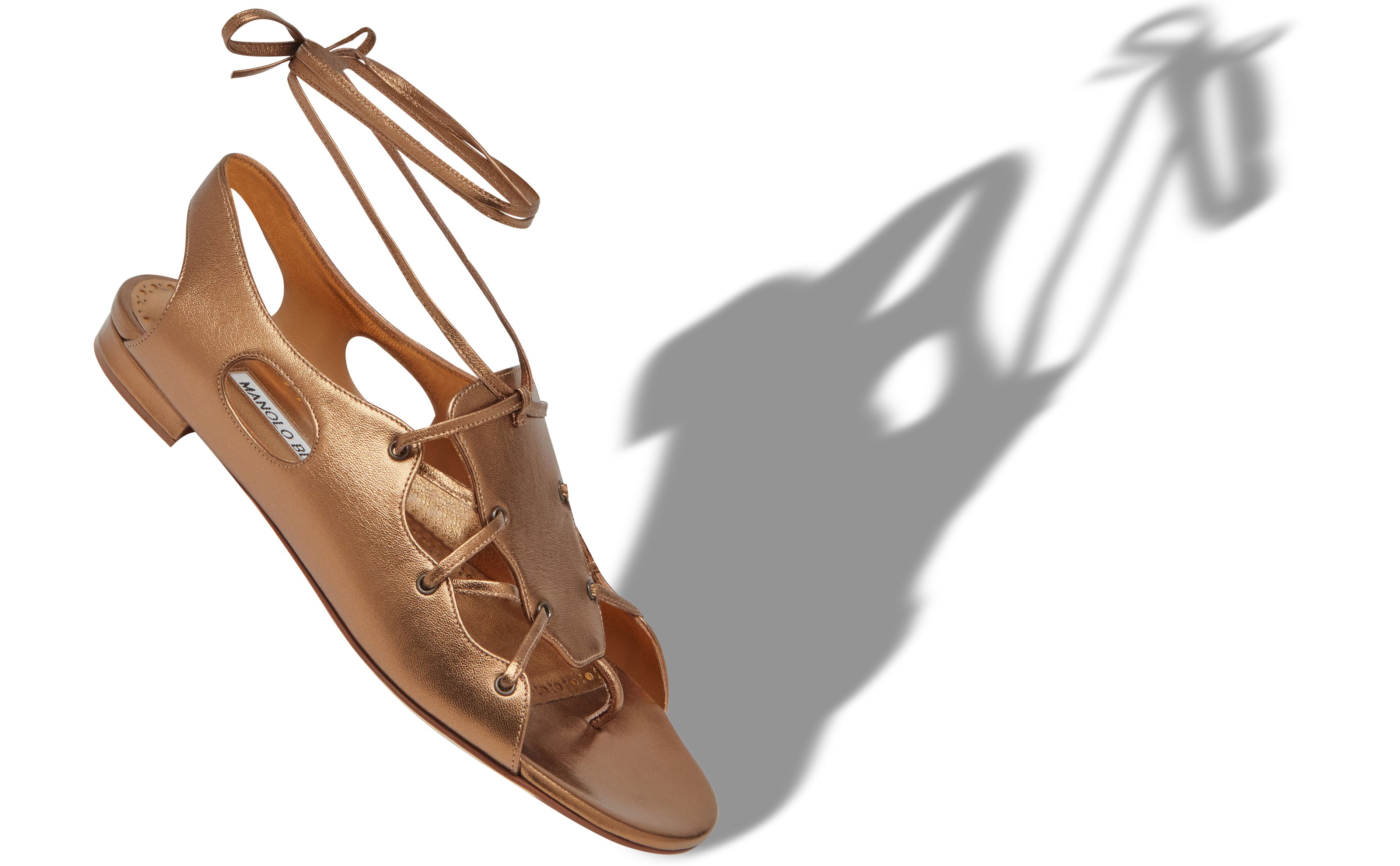 Designer Bronze Nappa Leather Ankle Strap Sandals  - Image Main