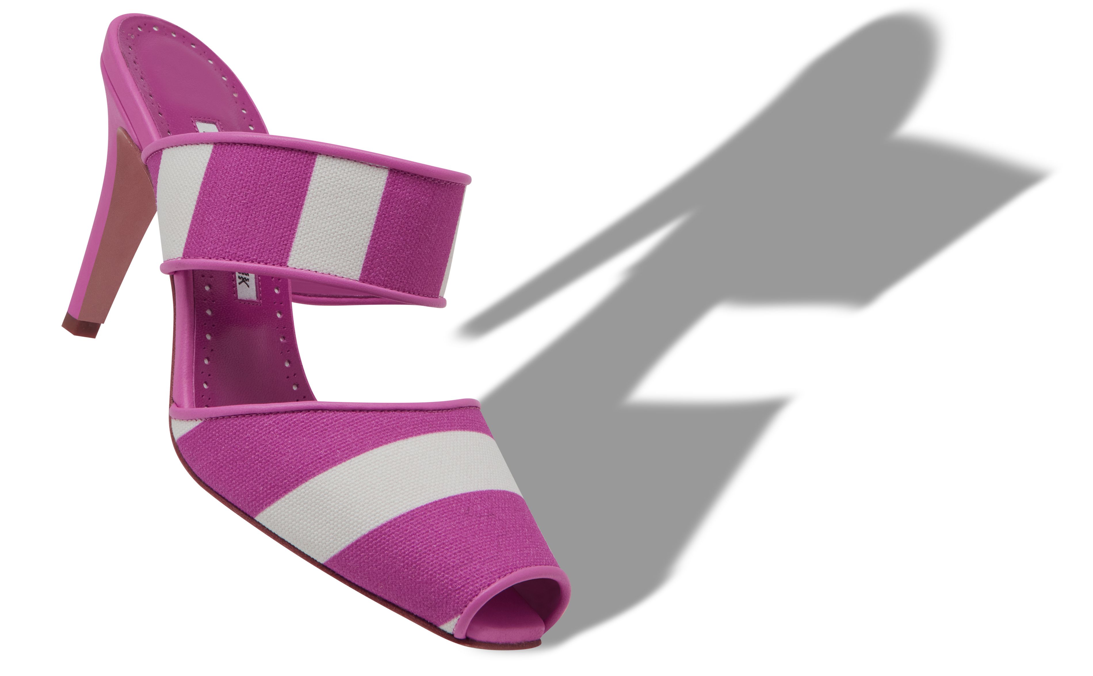 Designer Pink and White Striped Cotton Mules  - Image Main