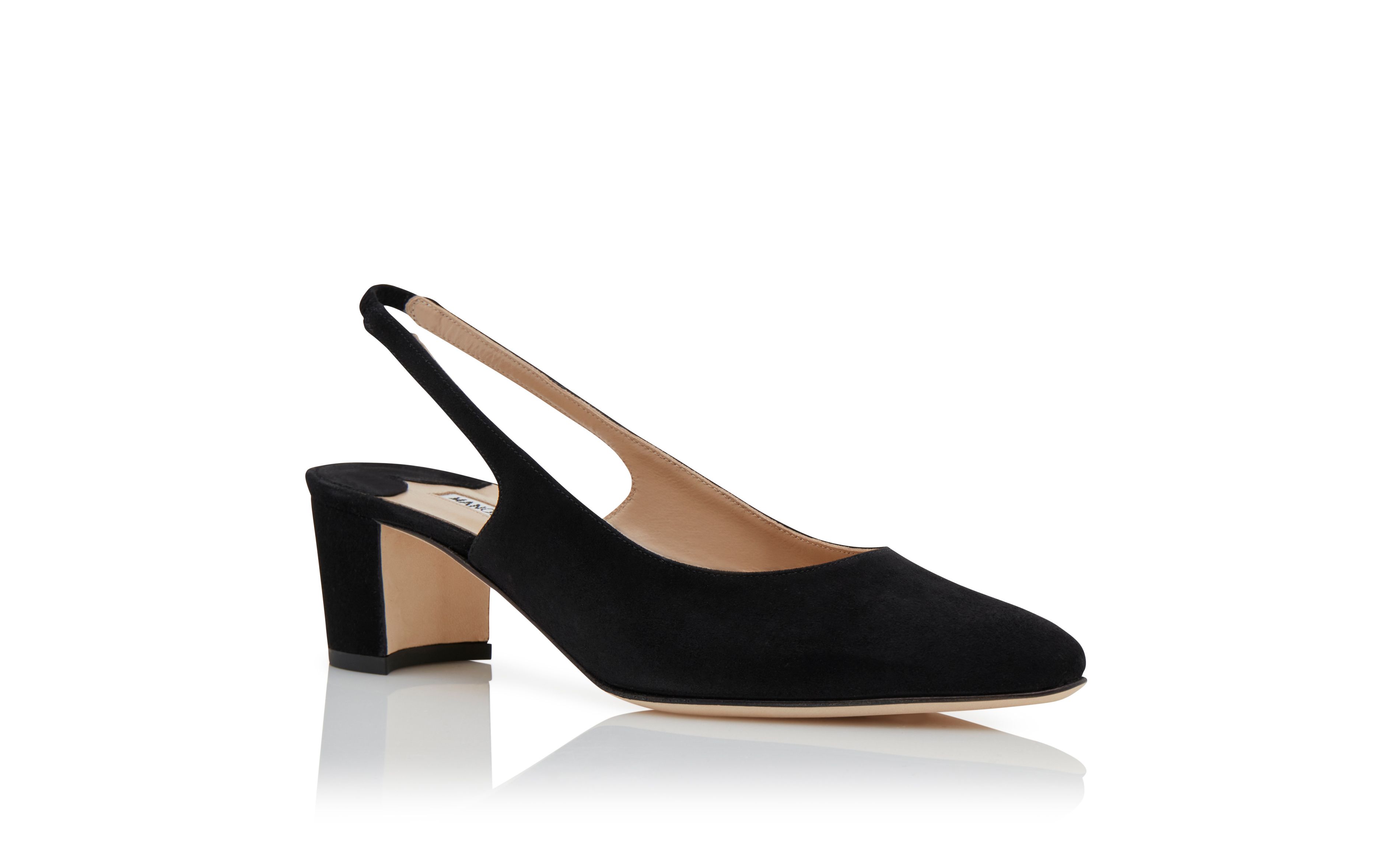 Designer Black Suede Slingback Pumps  - Image Upsell