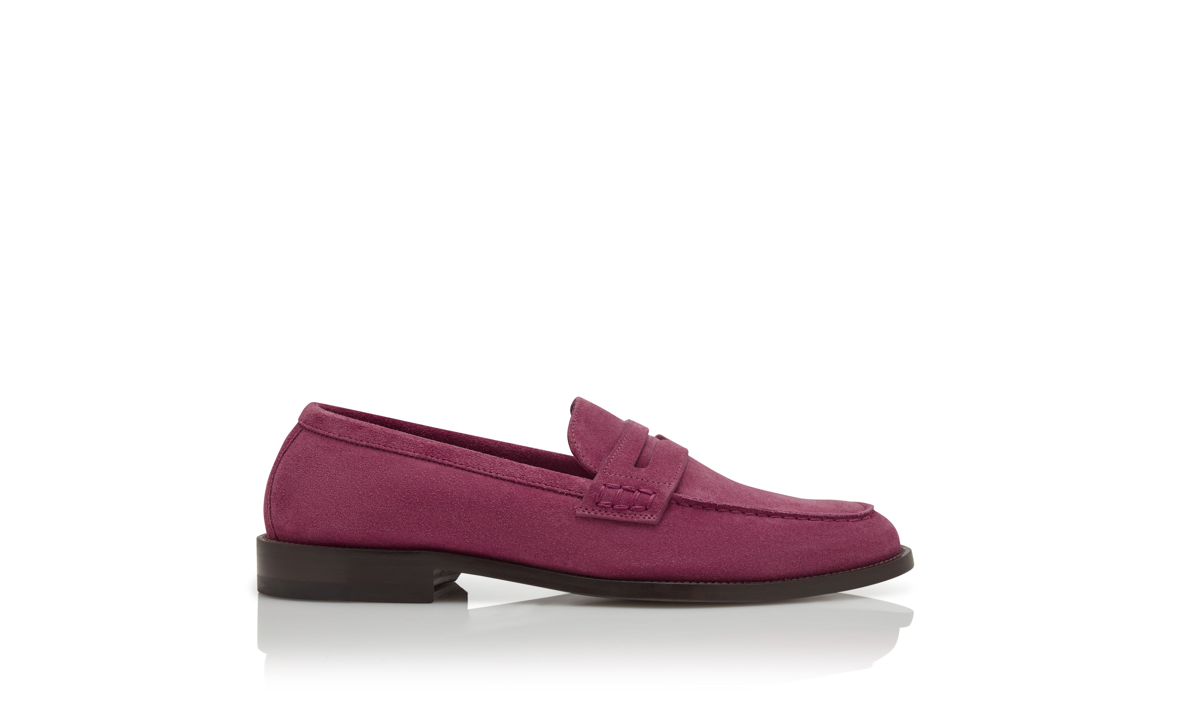 Designer Pink Suede Penny Loafers - Image Side View
