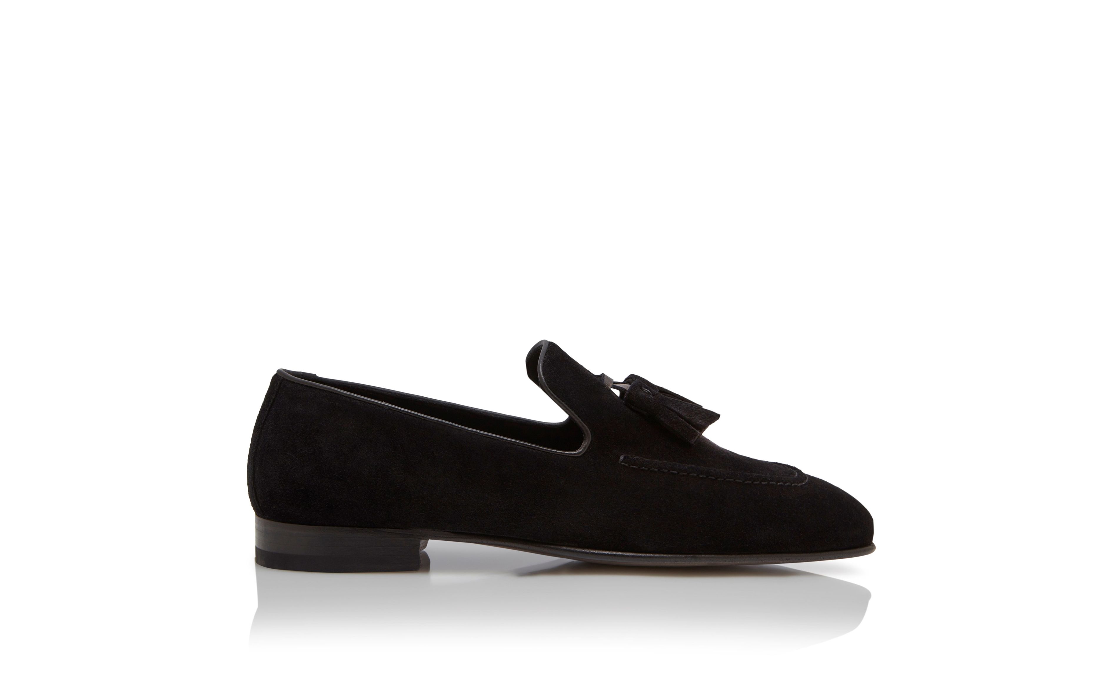 Designer Black Suede Tassel Loafers - Image thumbnail