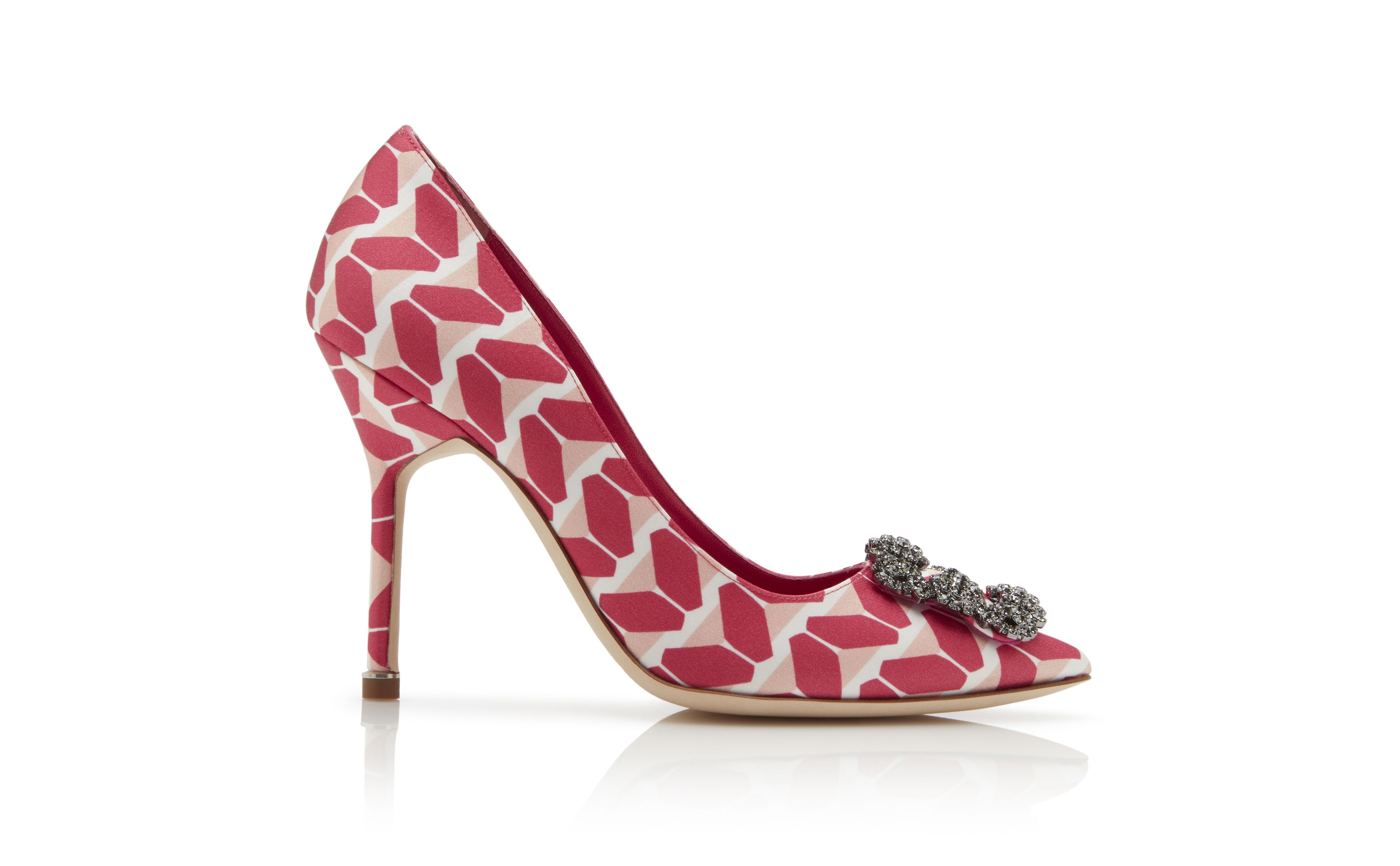 Designer Multicoloured Crepe De Chine  Buckle Pumps - Image Side View