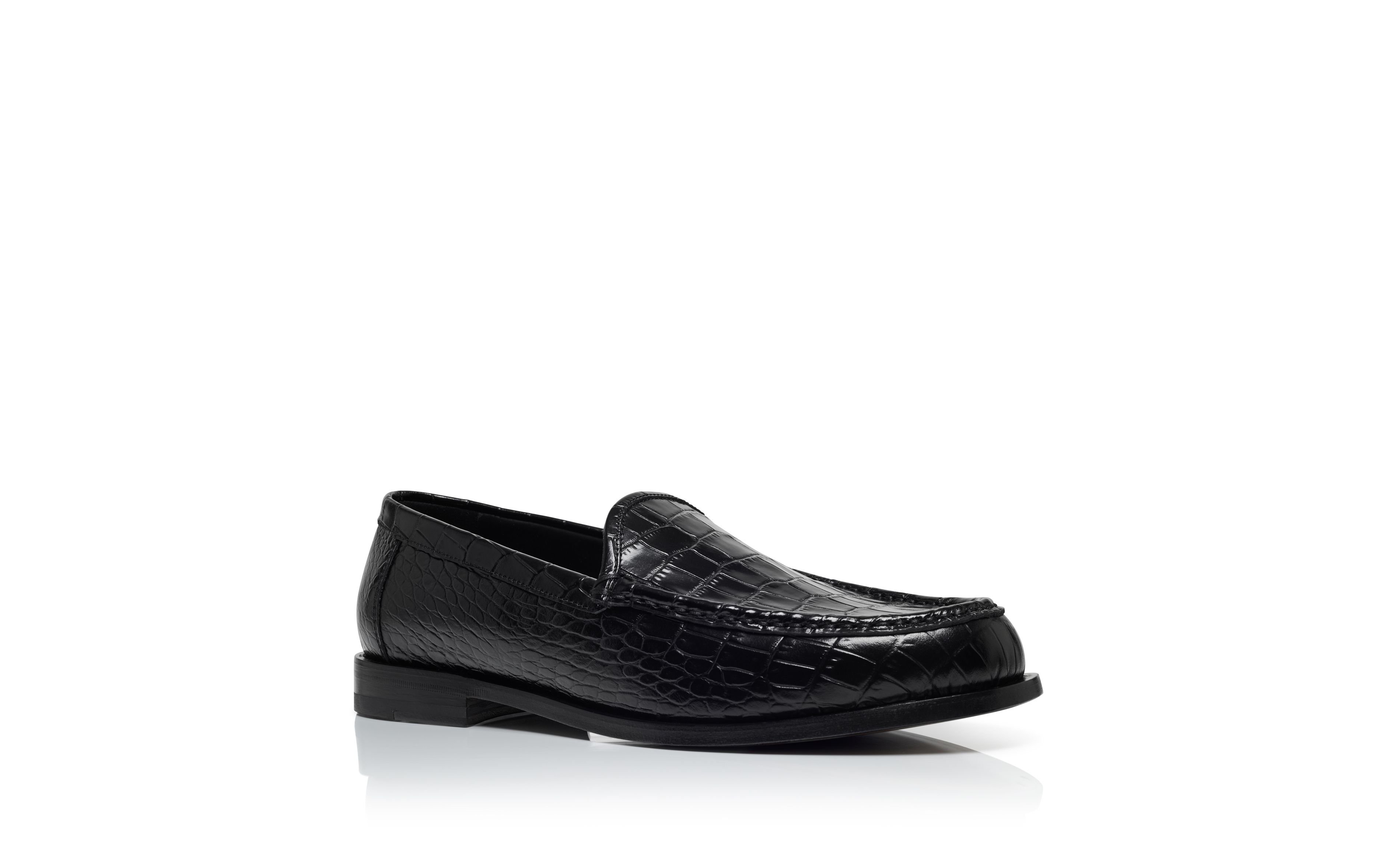 Designer Black Calf Leather Loafers - Image Upsell