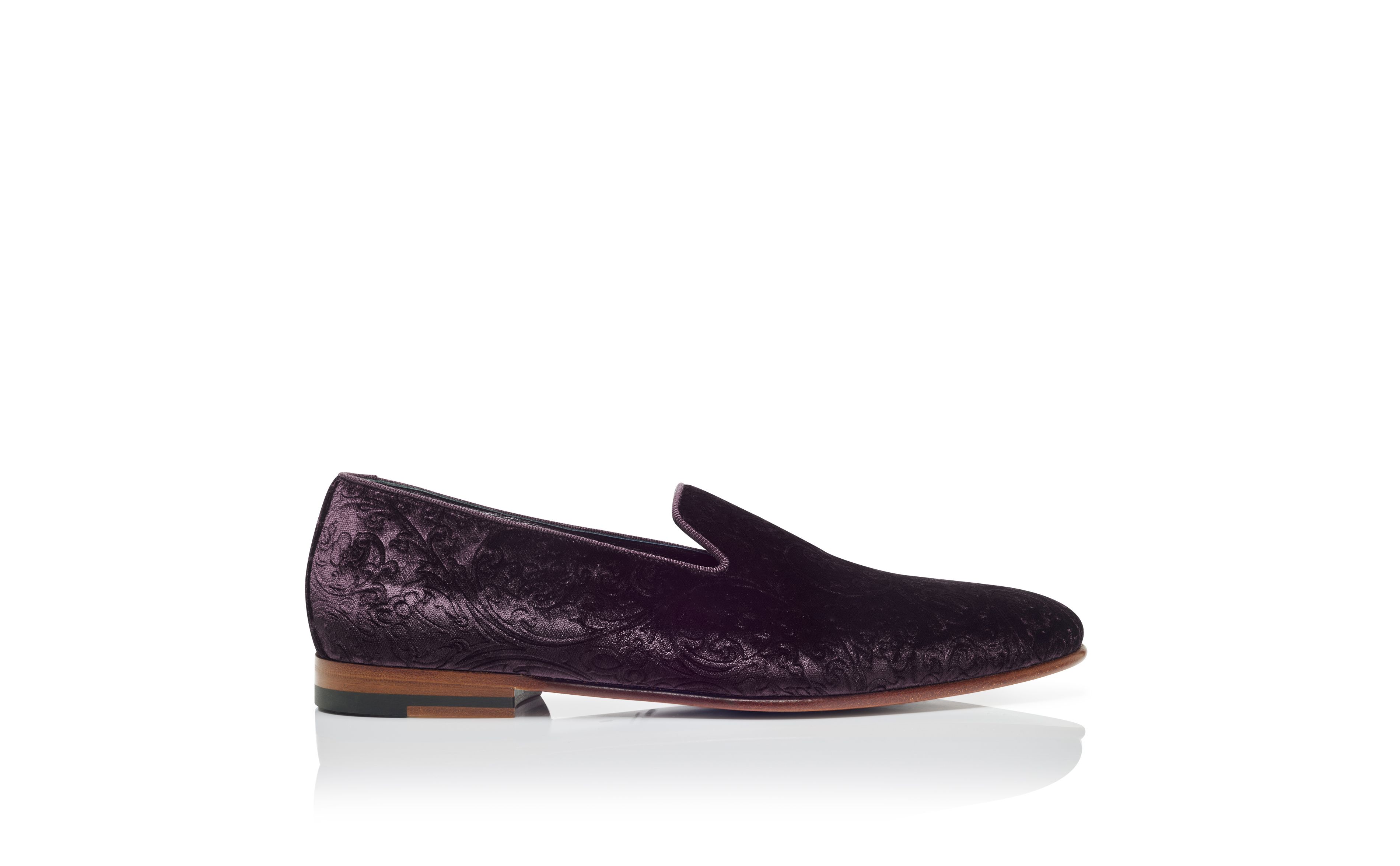 Designer Dark Purple Velvet Loafers  - Image Side View