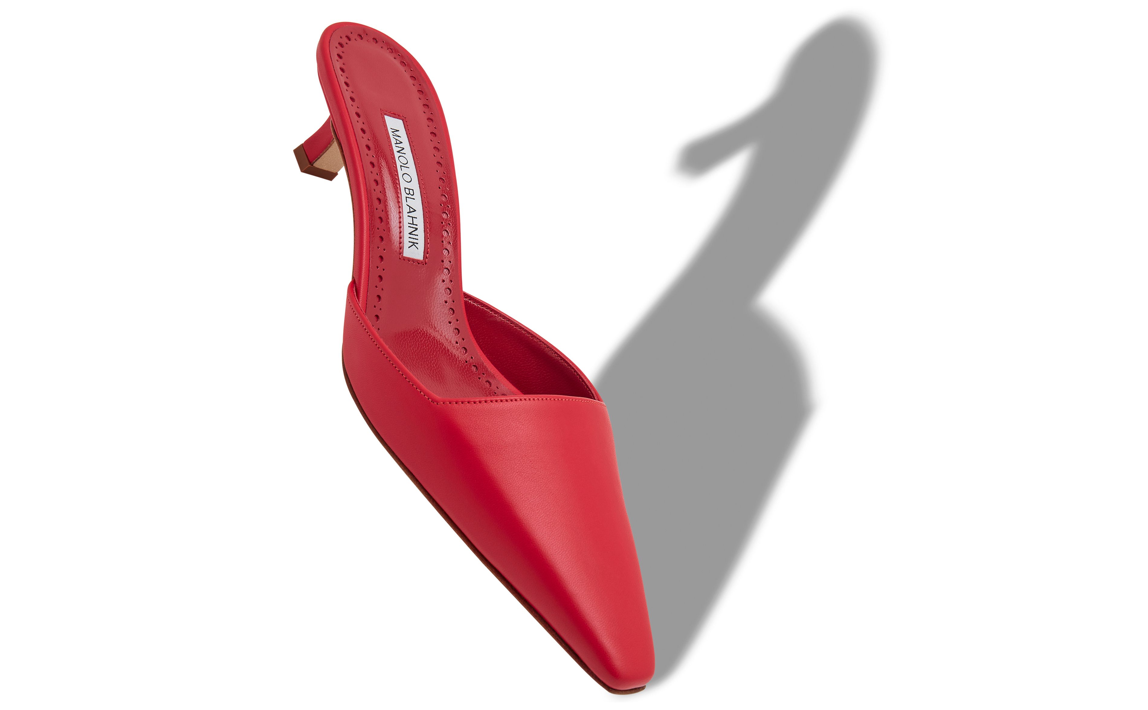 Designer Red Nappa Leather Pointed Toe Mules - Image small_image
