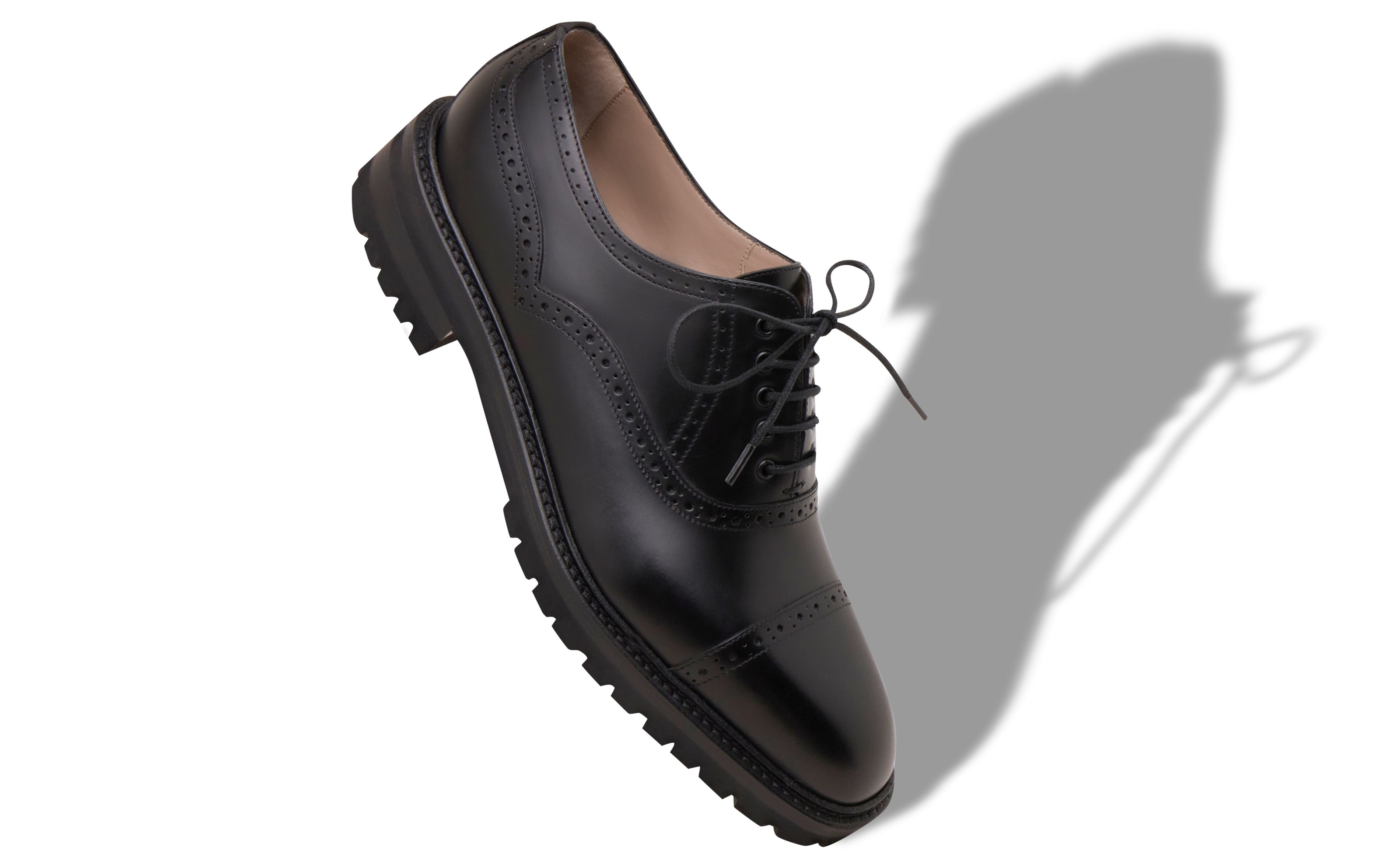 Designer Black Calf Leather Lace Up Shoes - Image Main