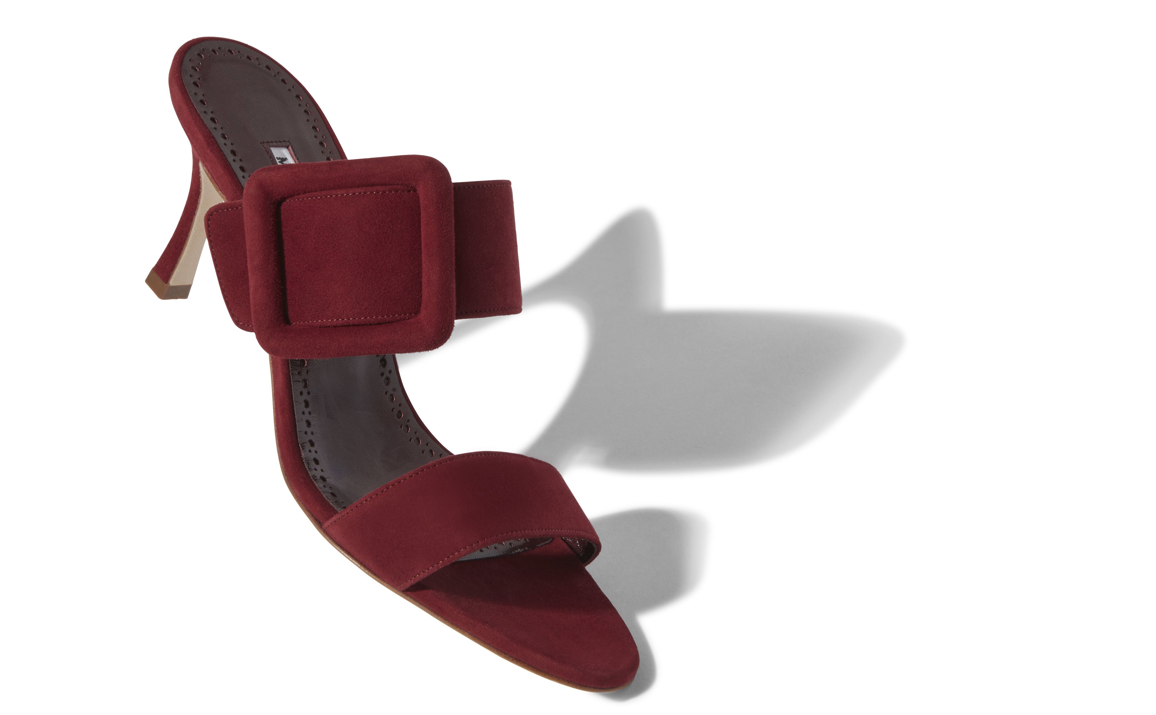 Designer Dark Red Suede Open Toe Mules - Image small_image