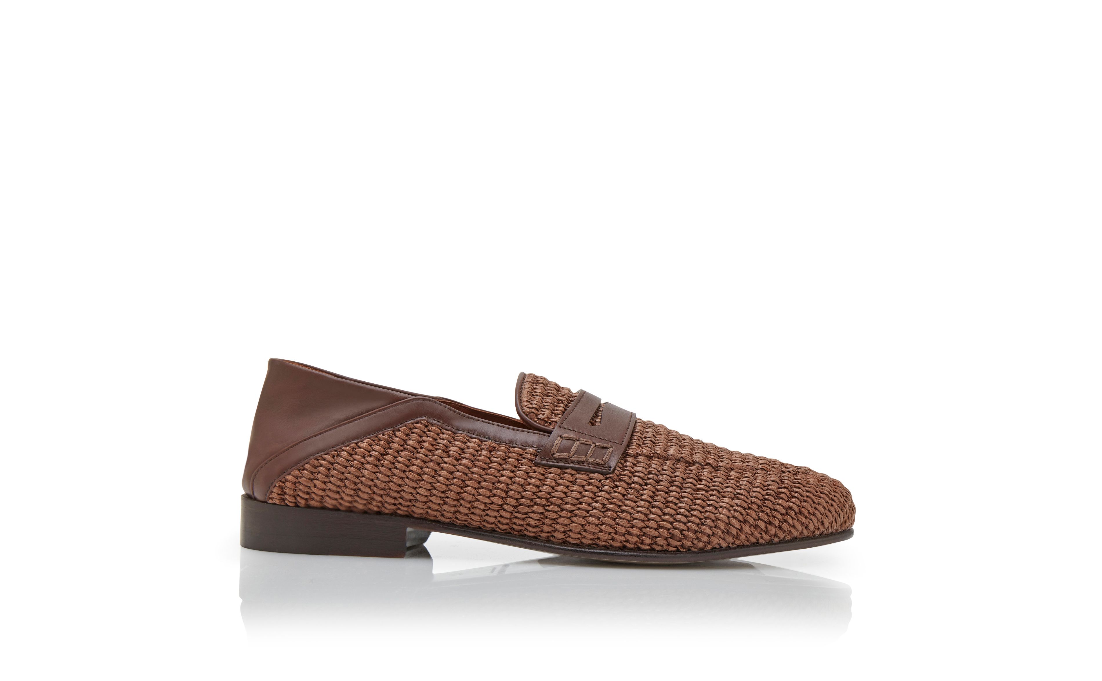 Designer Brown Raffia Penny Loafers  - Image thumbnail