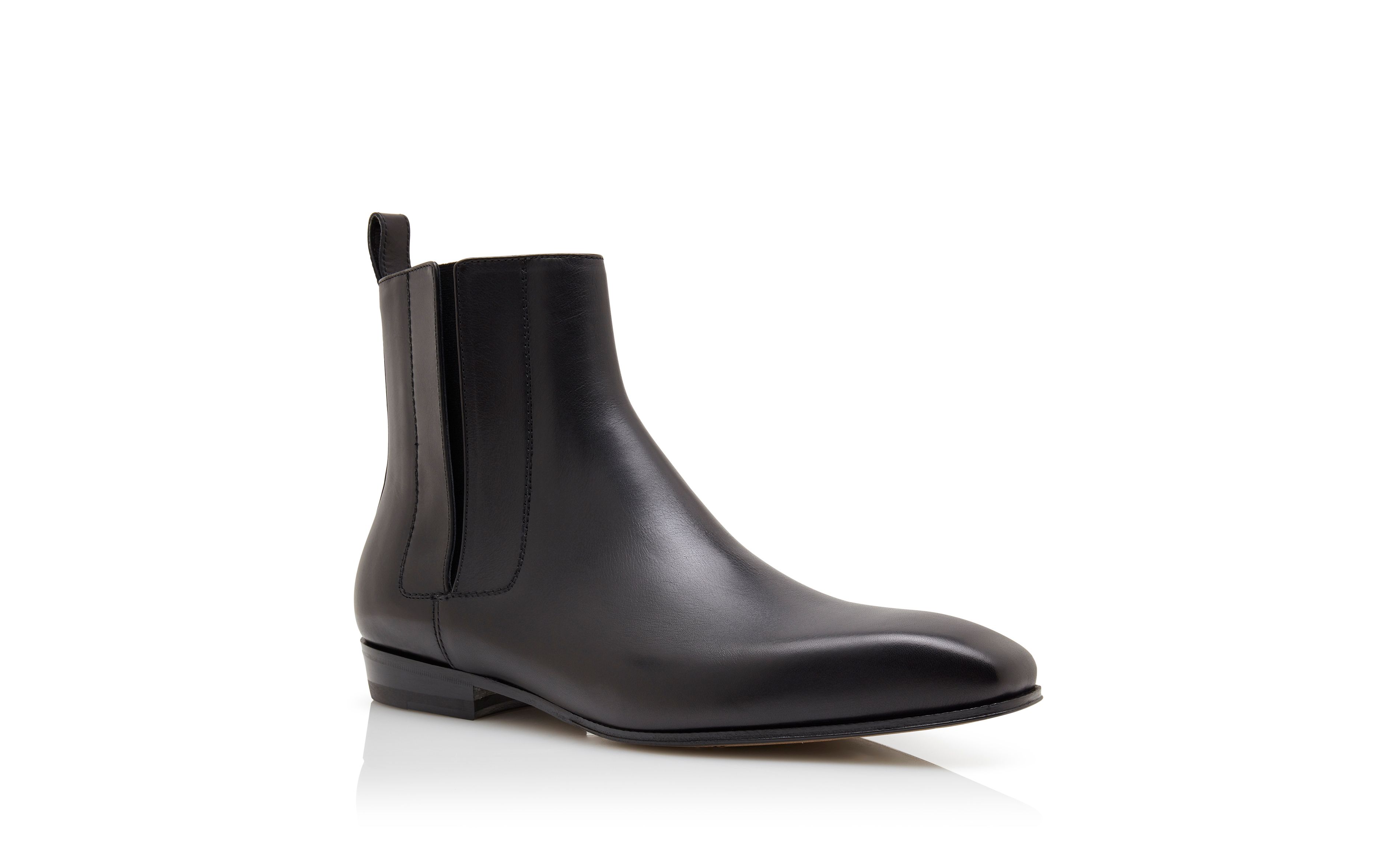 Designer Black Calf Leather Ankle Boots - Image Upsell View