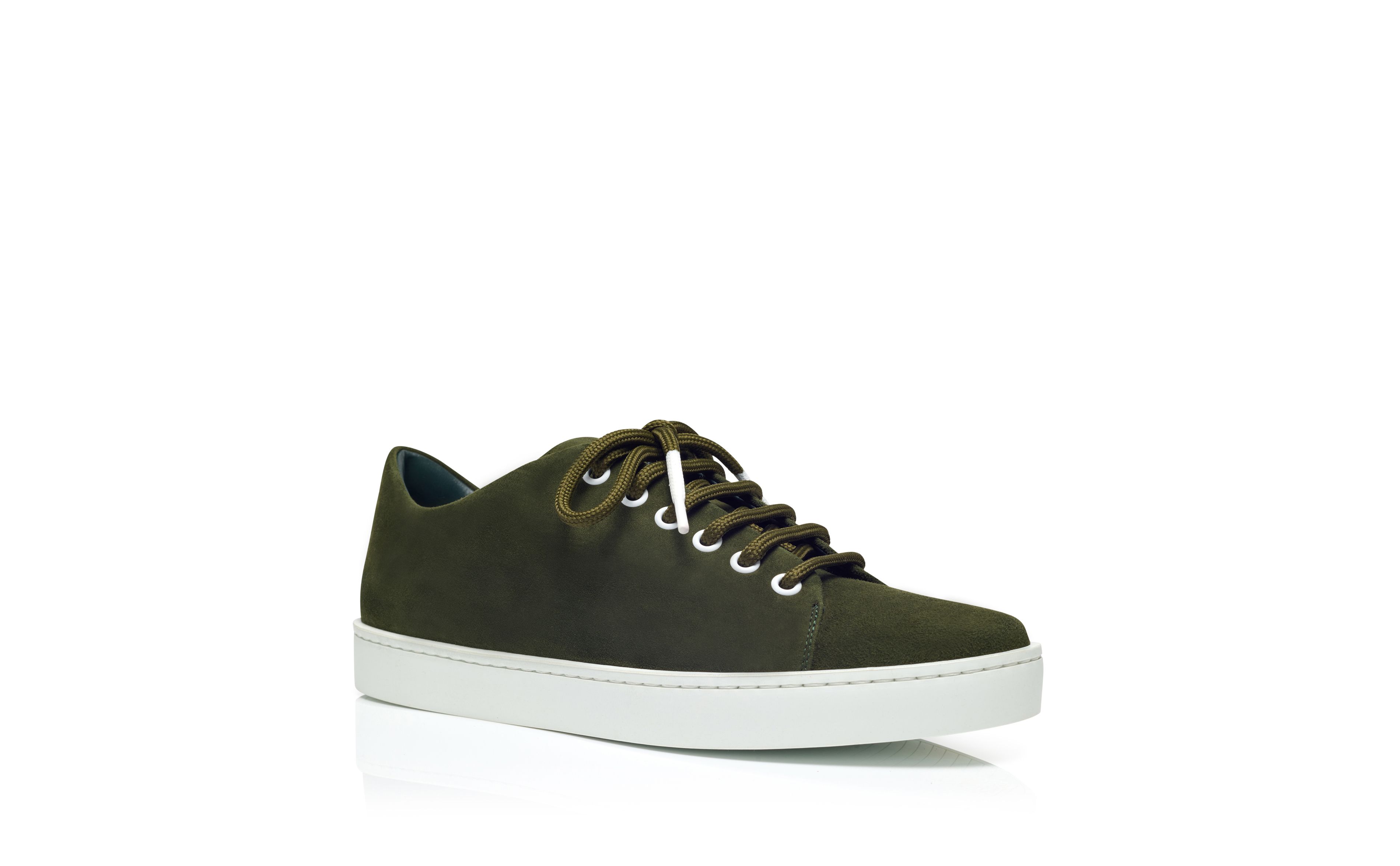 Designer Dark Green Suede Low Cut Sneakers - Image Upsell