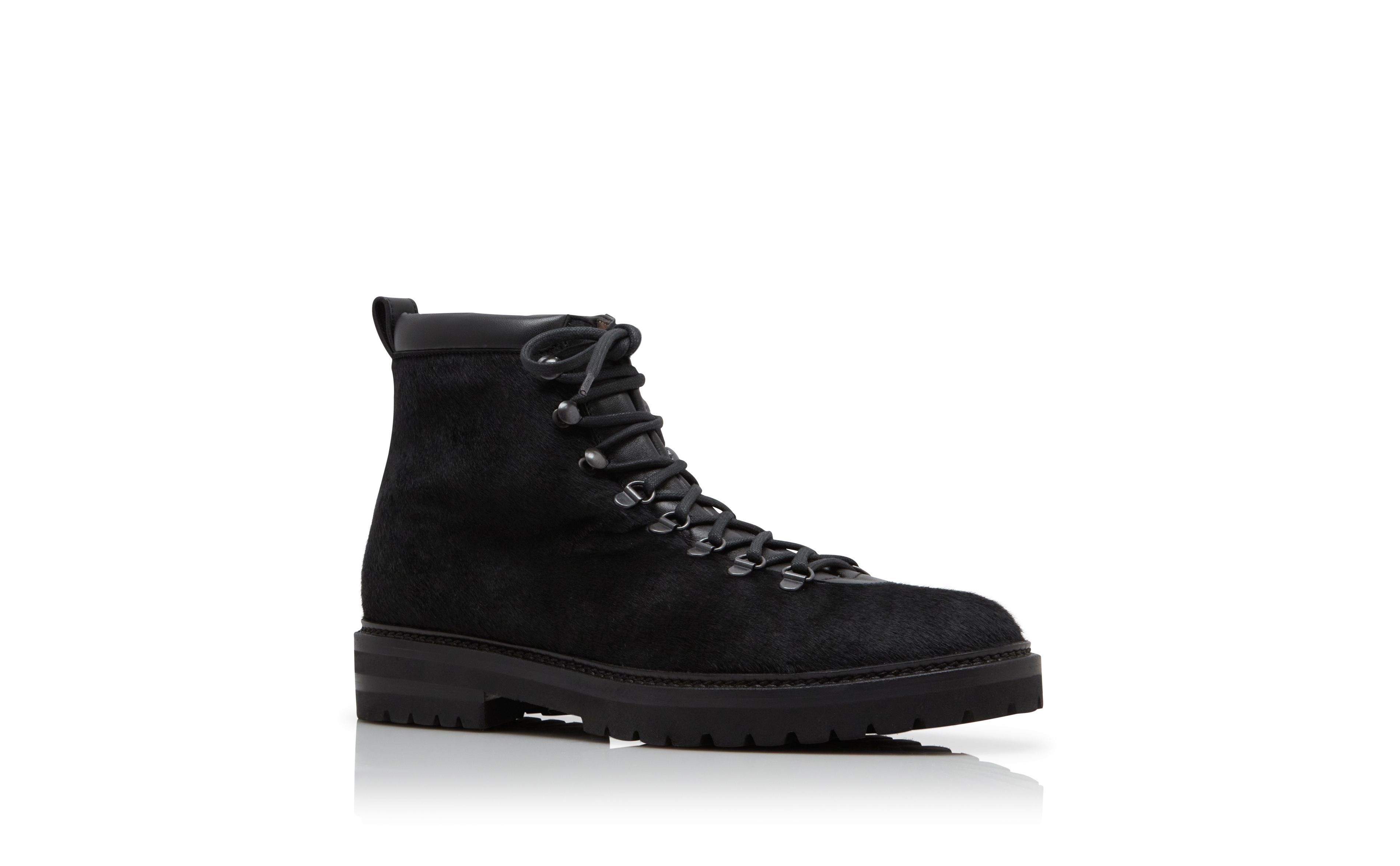 Designer Black Calf Hair Lace Up Boots - Image Upsell