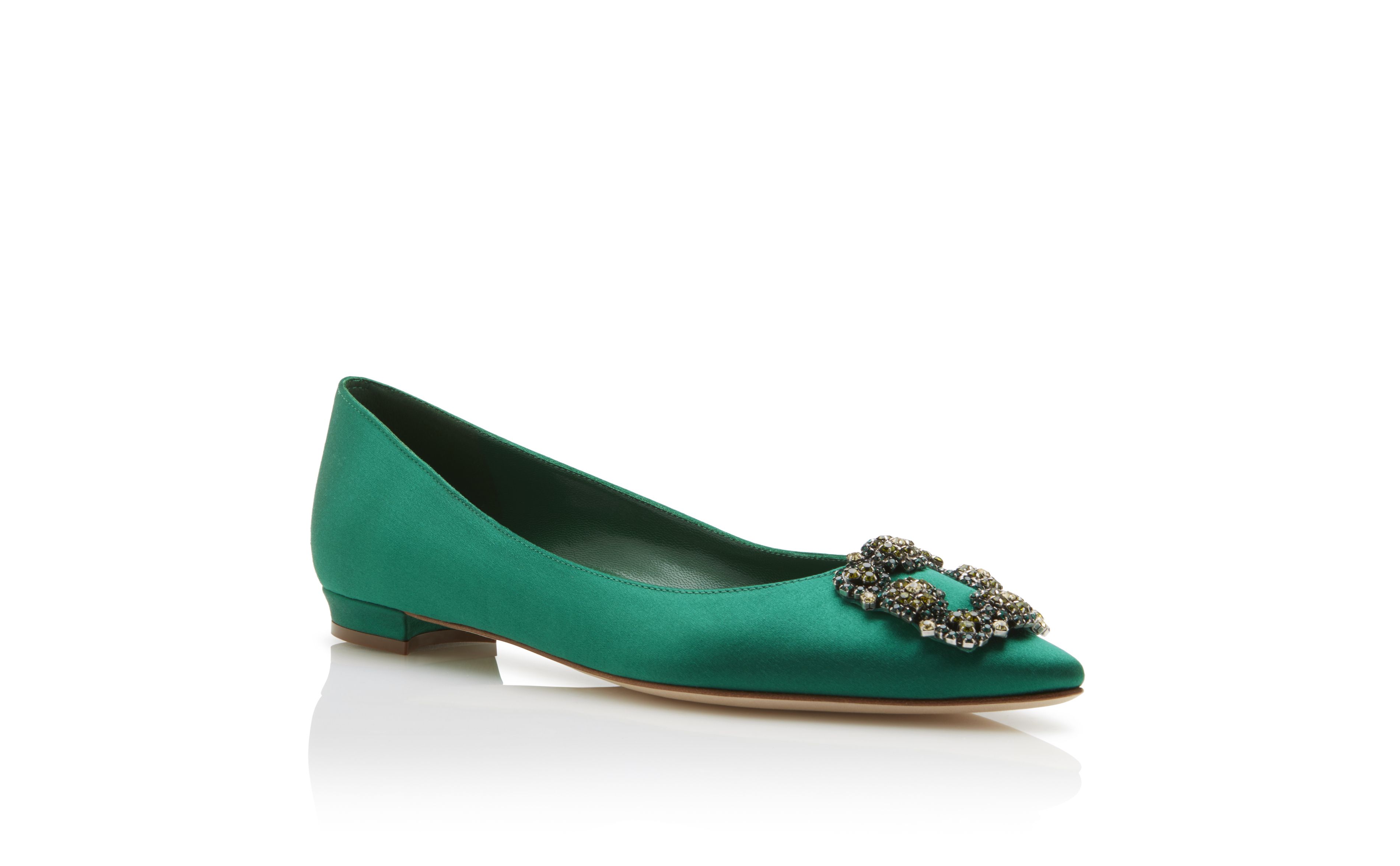 Green satin flats Outlet