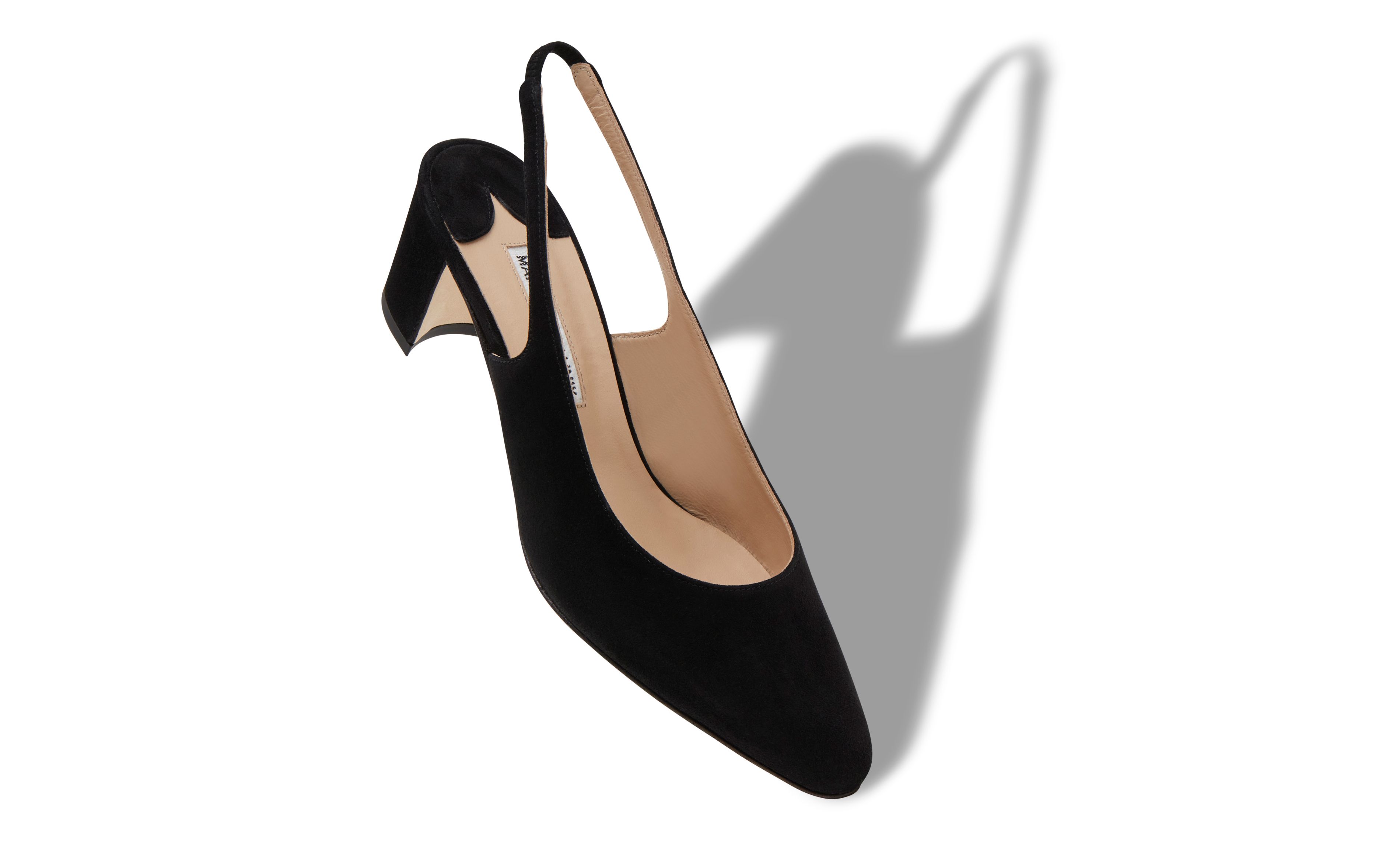 Designer Black Suede Slingback Pumps  - Image Main