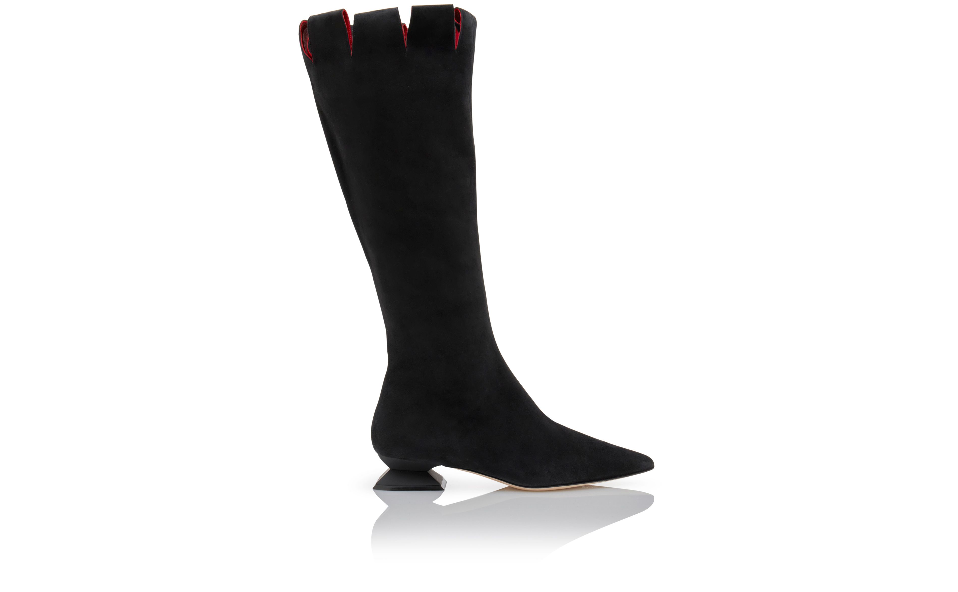 Designer Black Suede Knee High Boots  - Image thumbnail