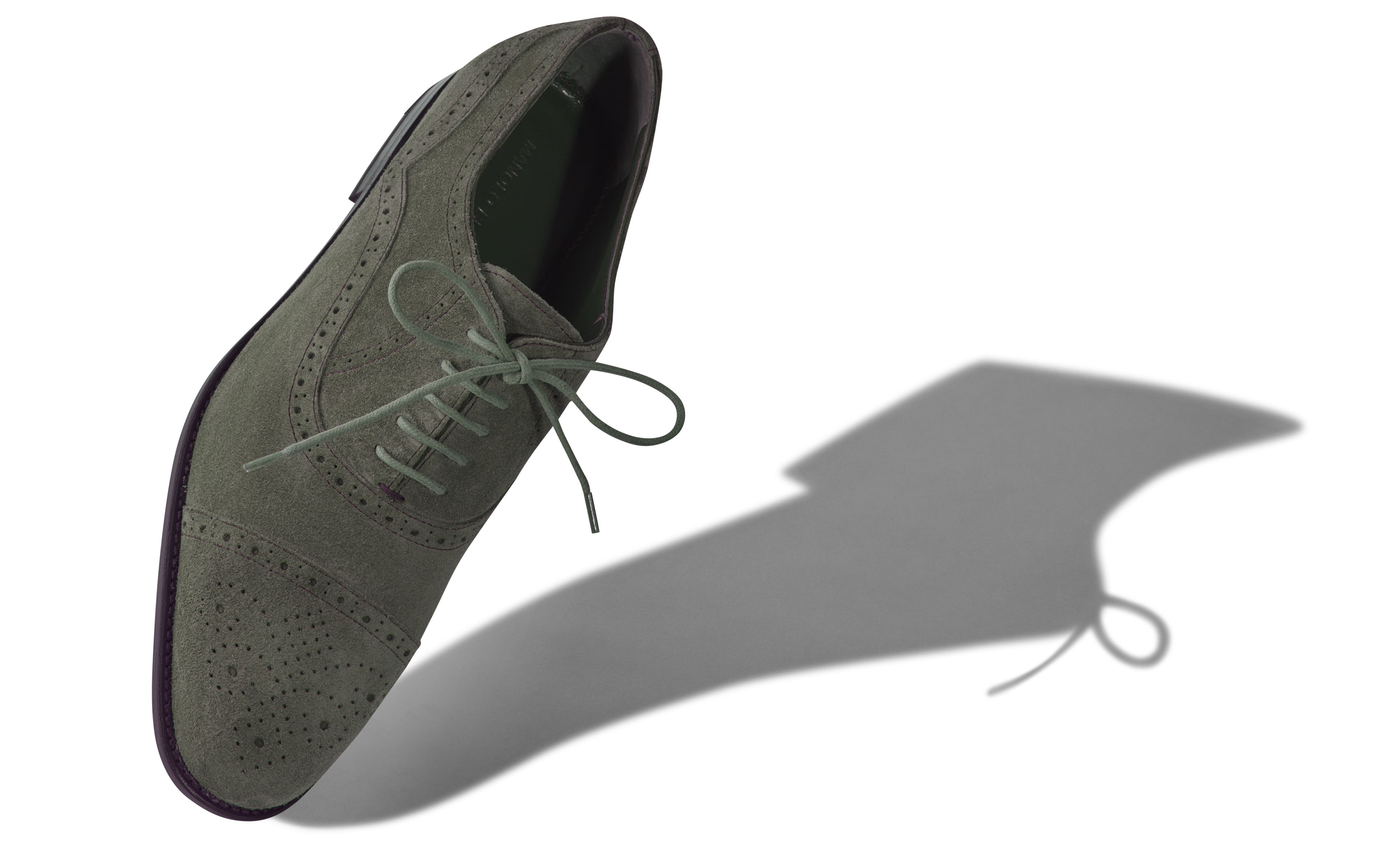 Designer Dark Khaki Suede Cap Toe Oxfords - Image Main