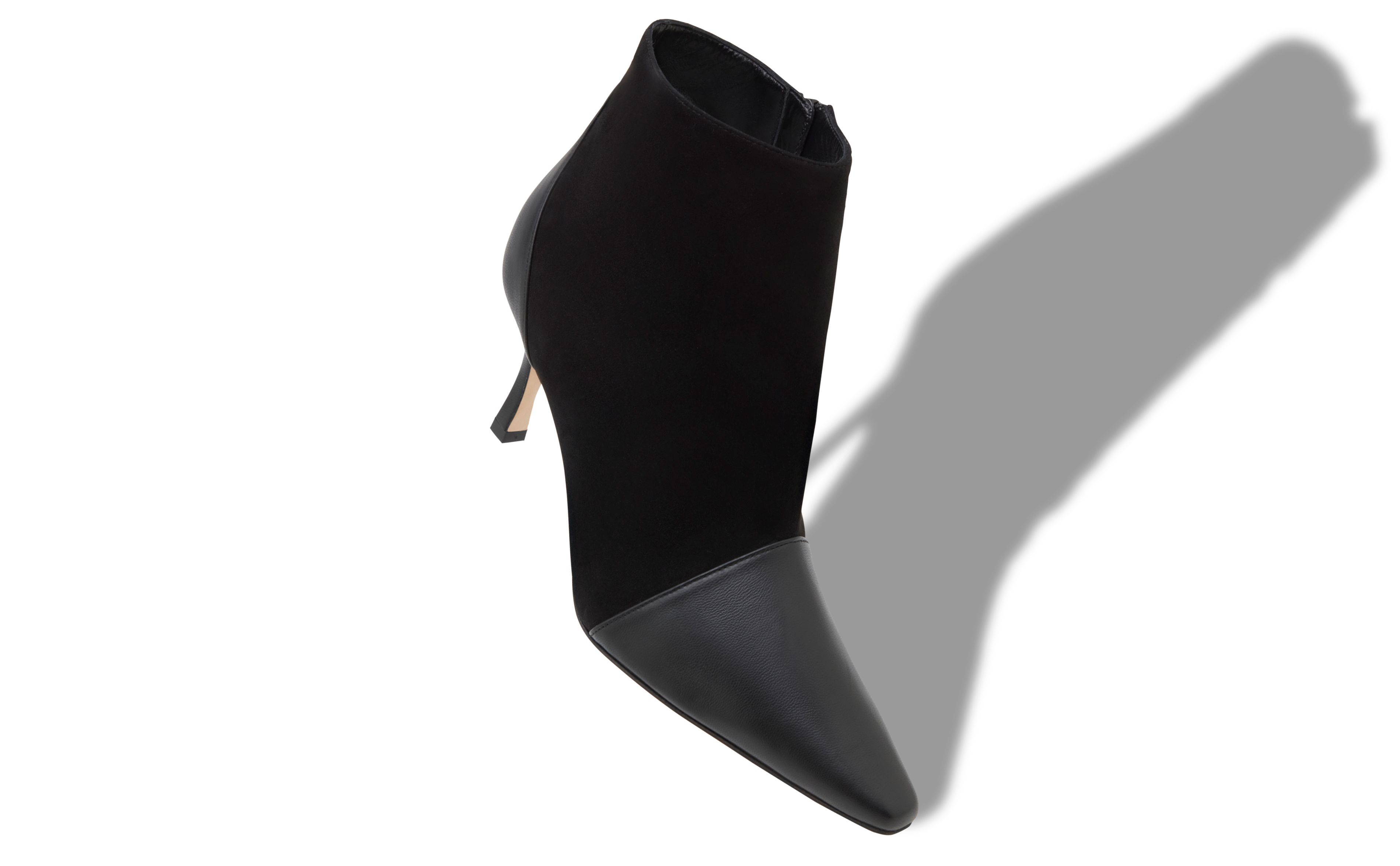Designer Black Suede Pointed Toe Ankle Boots - Image small_image