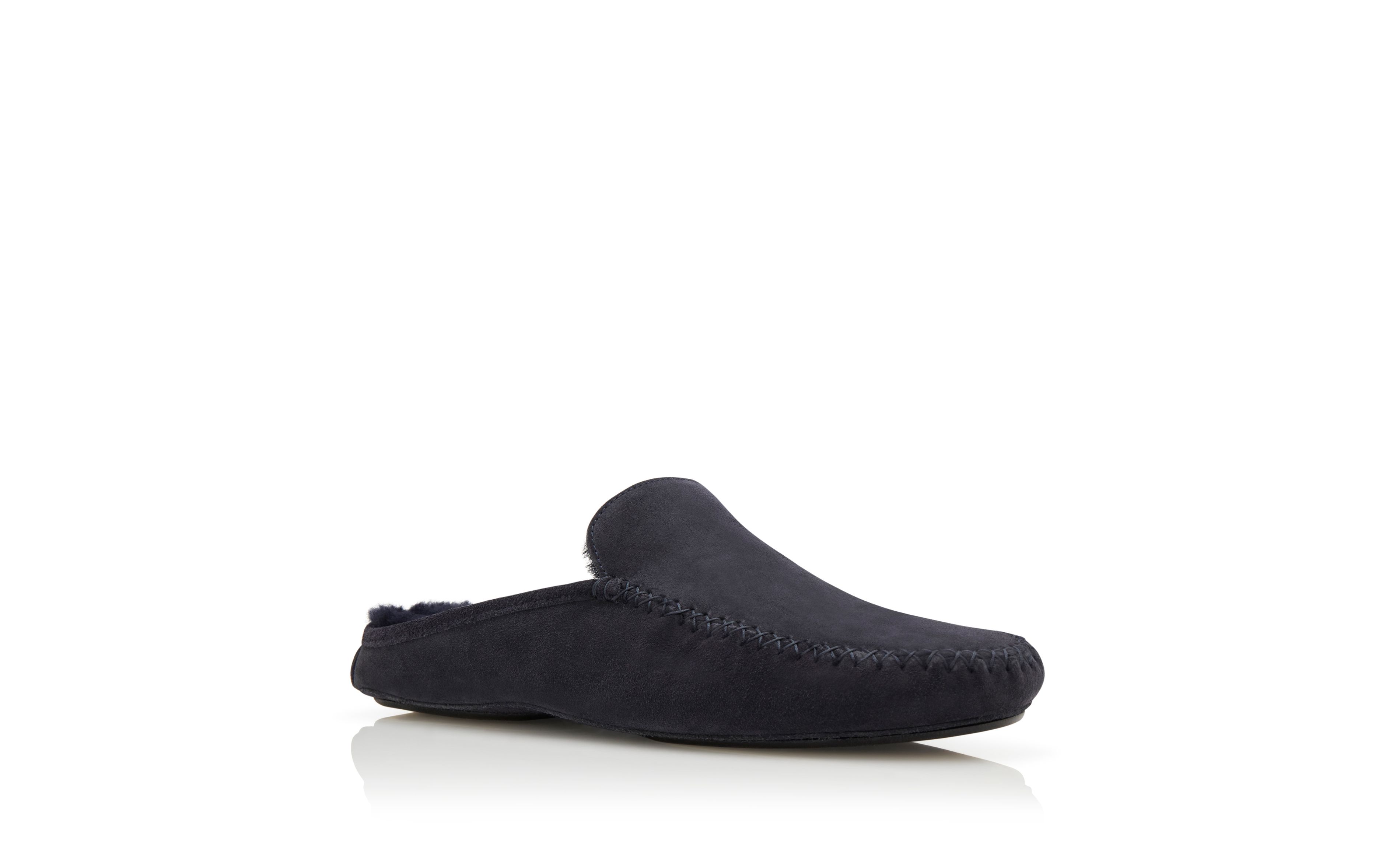 Designer Navy Blue Suede Slippers - Image Upsell