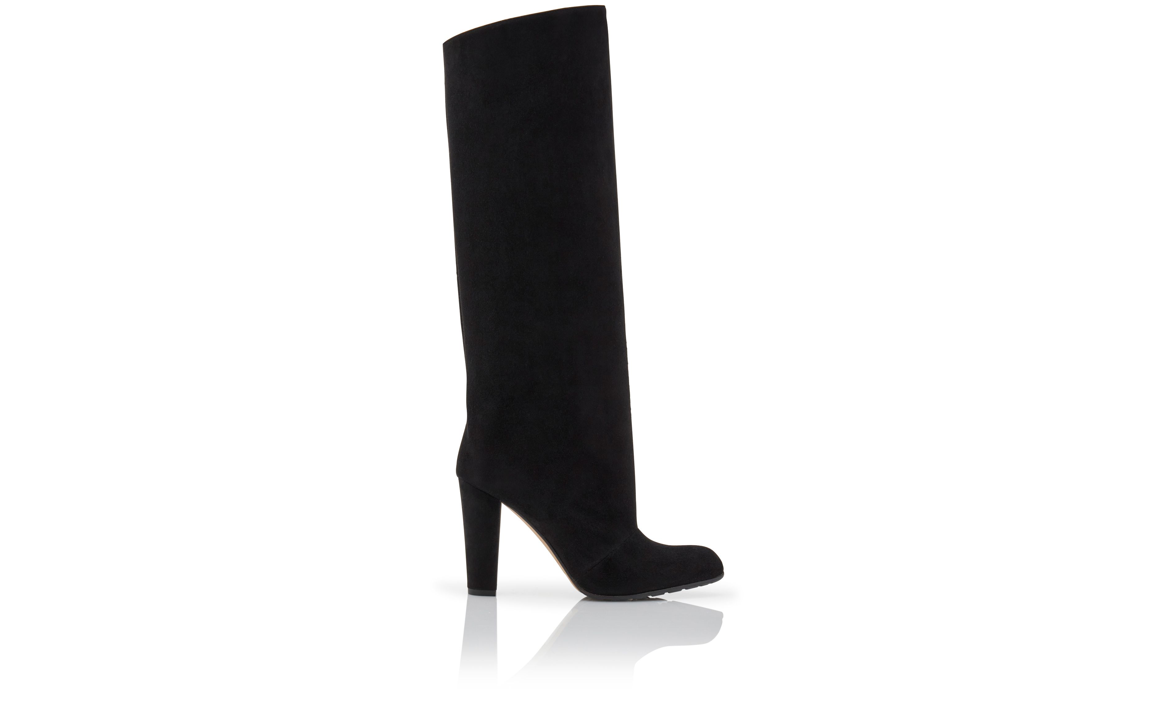 Designer Black Suede Knee High Boots - Image thumbnail